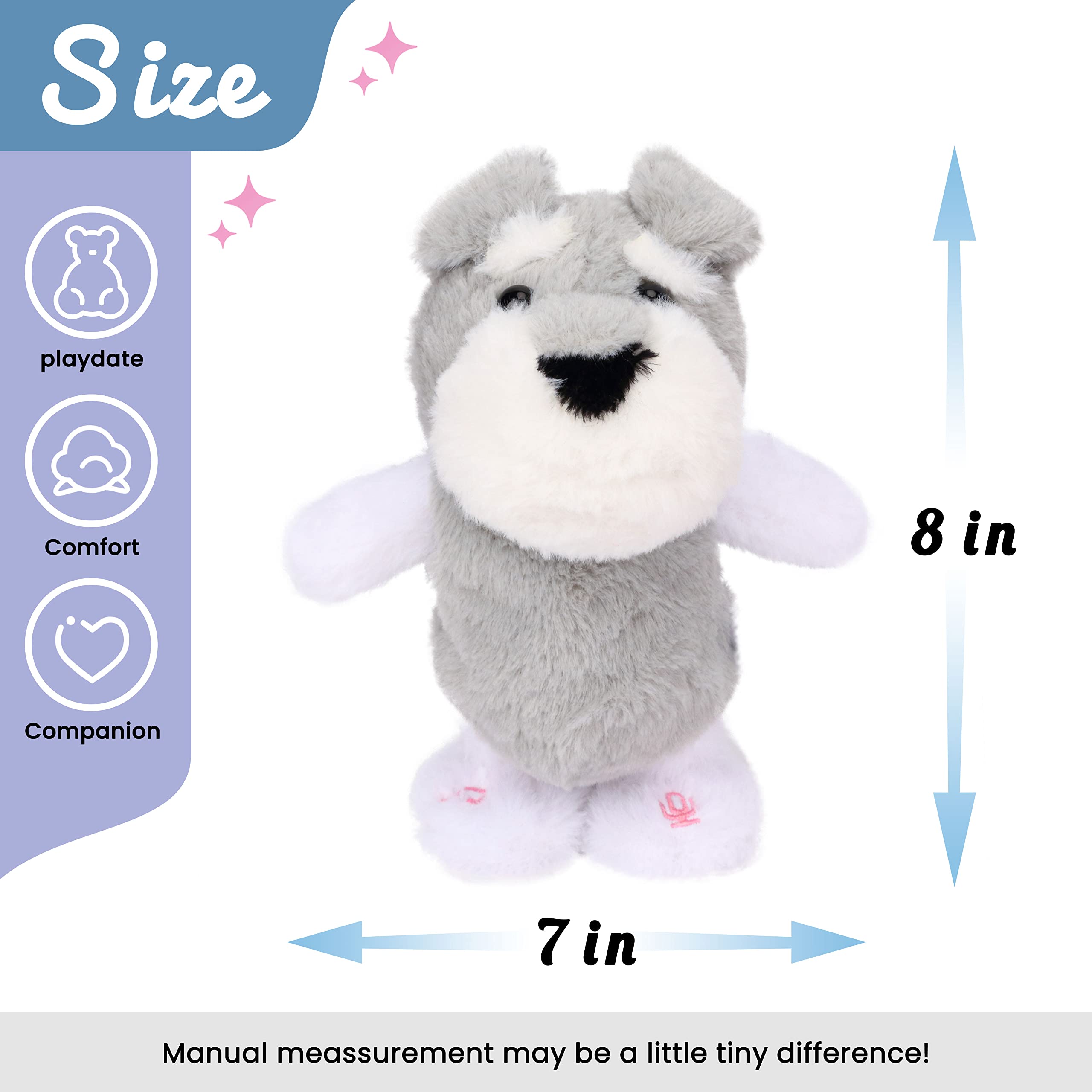 Hopearl Talking Schnauzer Singing Dog Repeats What You Say Puppy Walking Electric Interactive Animated Toy Speaking Plush Buddy Gifts for Toddlers Gray - Image 2