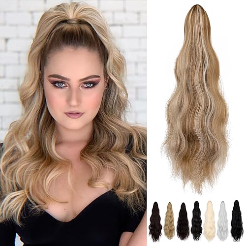 Extensión de cola de caballo de 22 pulgadas, extensiones de cola de caballo sintéticas de aspecto natural, extensiones de cabello sintético para