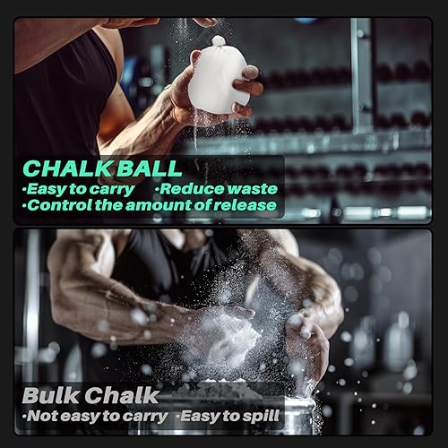 Miniatura 3 de 2 bolas de tiza  Gimnasia de escalada para gimnasio, gimnasia, agarre, escalada, levantamiento de pesas (2.1 onzas cada una)
