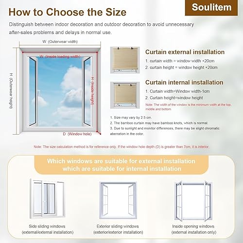 Miniatura 6 de Persianas de bambú, persianas enrollables opacas para protección de privacidad de ventanas, persianas enrollables filtrantes de luz para interiores