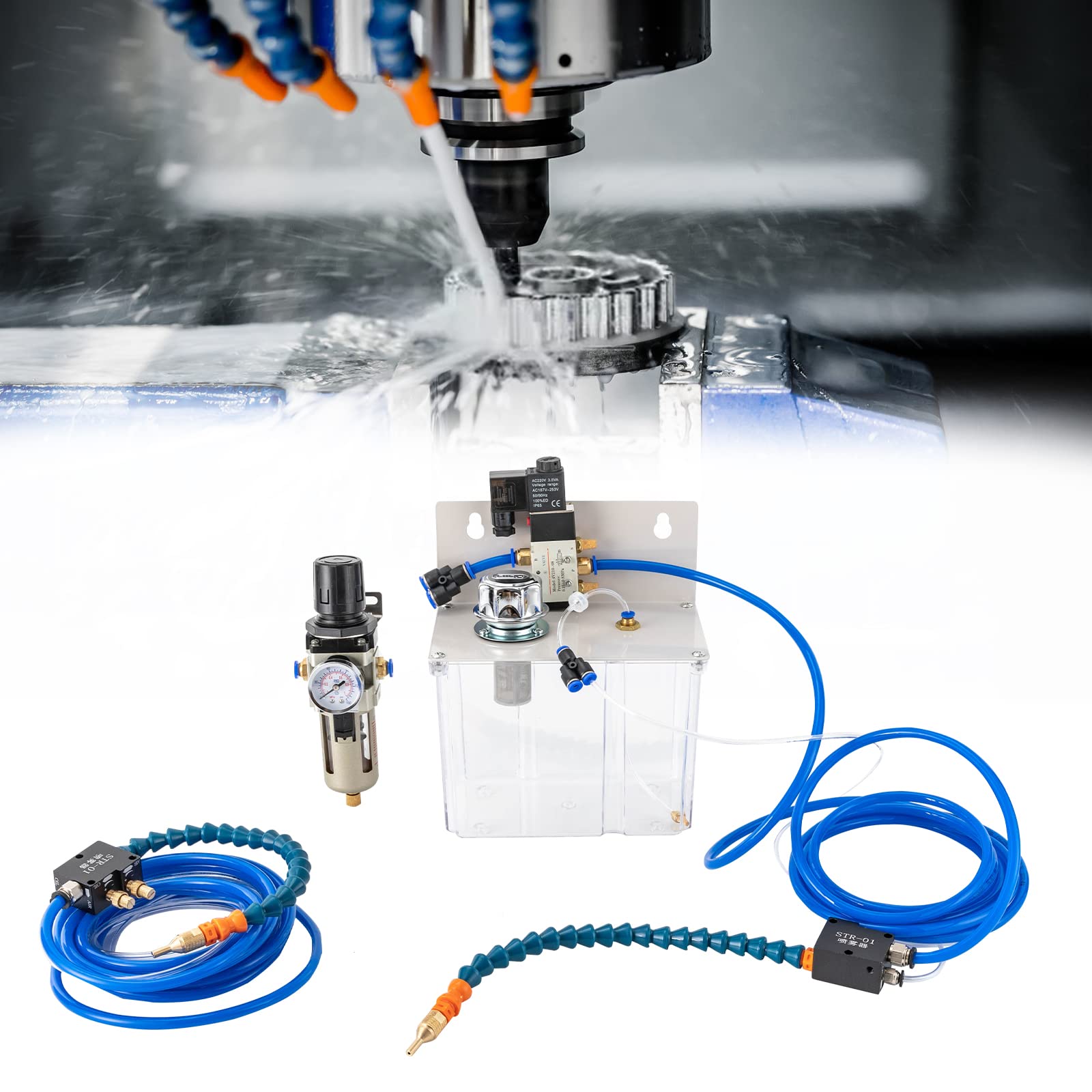 lubrificazione 220 V, radiatore a spruzzo, pompa per refrigerante, nebulizzatore per macchina utensili, filtro dell'aria per serbatoio 3 l, con ugello per tubo dell'acqua di raffreddamento