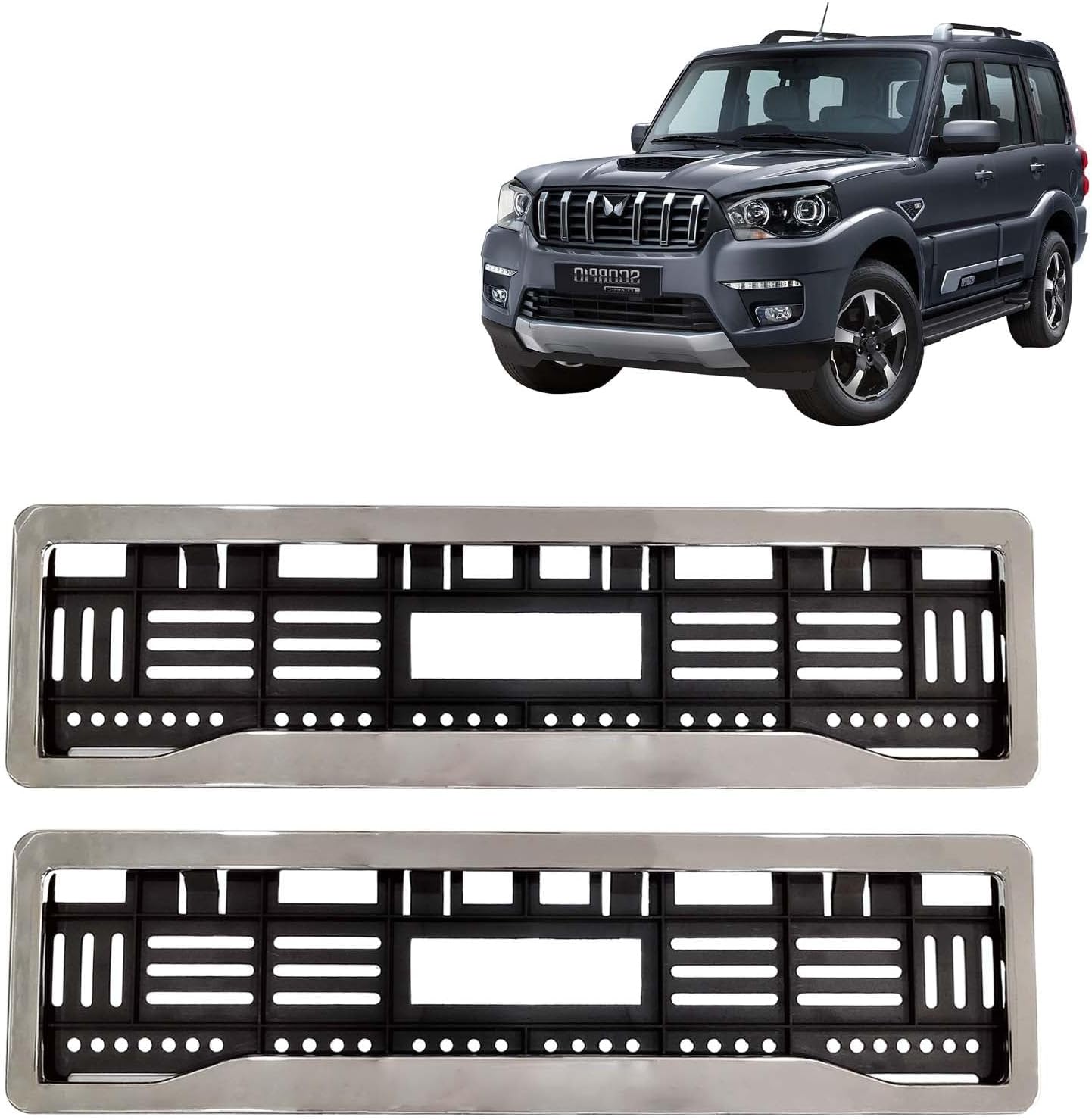 Kingsway Car Number Plate Frames Chrome for Mahindra Scorpio Classic