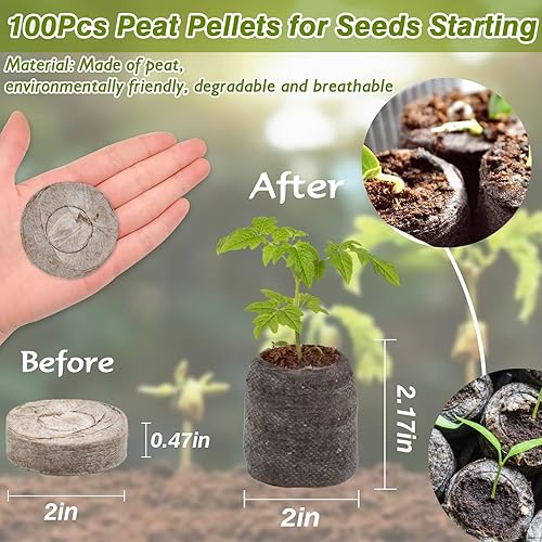 Miniatura 2 de ZeeDix 100 piezas (50mm) de pellets de turba, fibra de suelo, iniciadores de semillas de plantas - tapones, palet de plántulas, bloque de suelo,