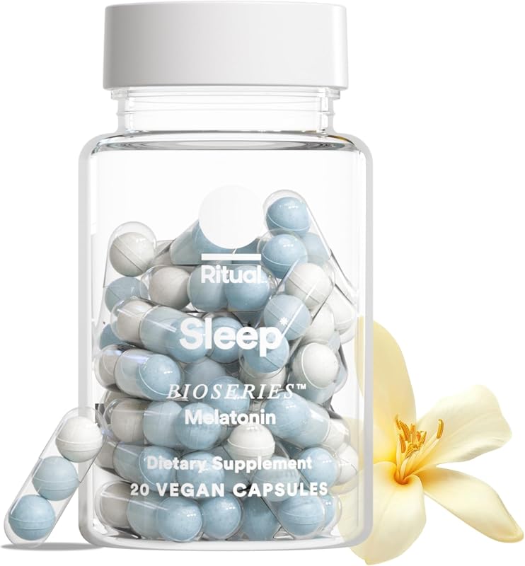 Melatonin 5mg - Sleep Aid Supplement - 20 Capsules - 20 Servings | BioSeries Time-Released Capsules Designed for All Night* Sleep Support for Adults - Vegan - Drug-Free - Vanilla