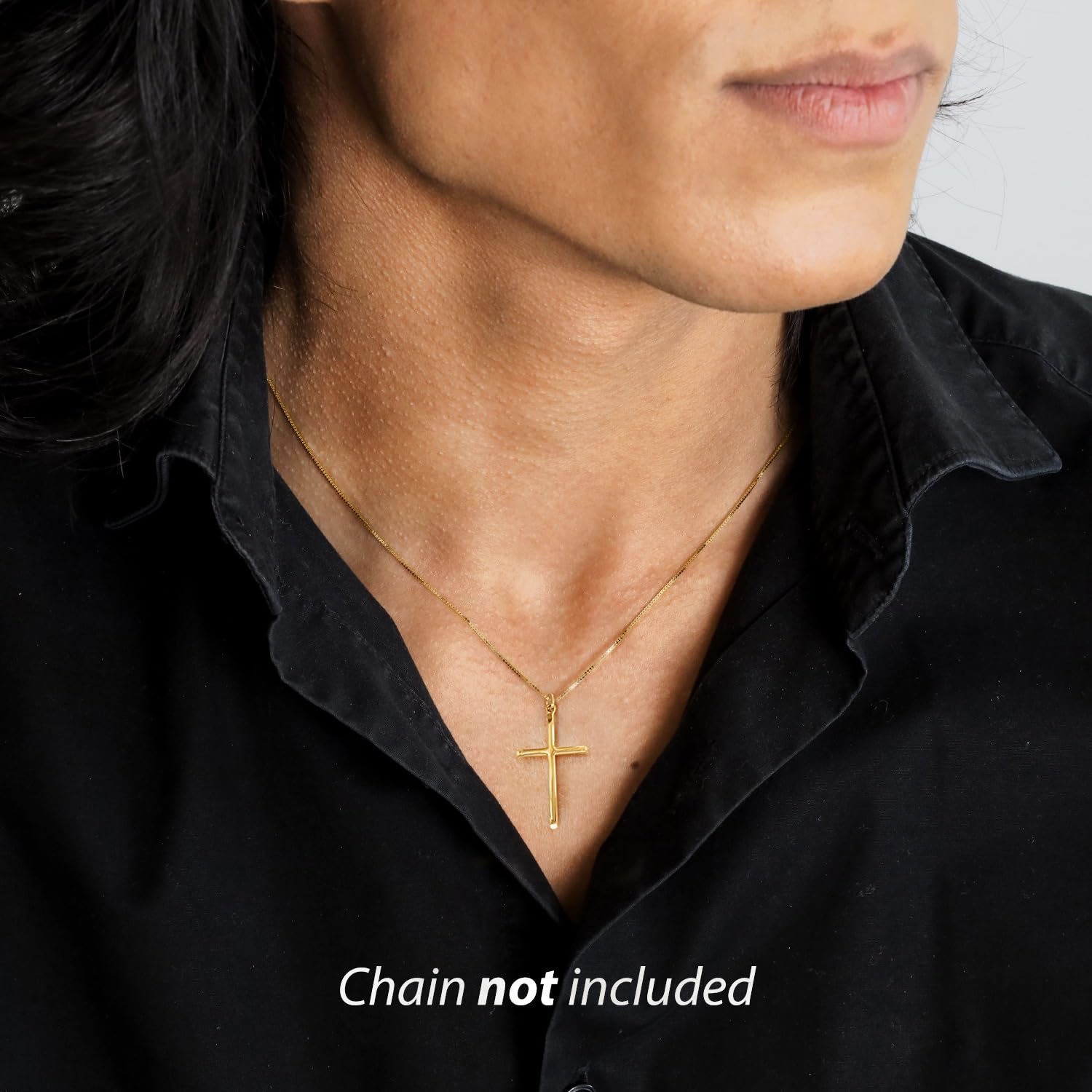forme di Lucchetta - Ciondolo con Croce Cristiana in Vero Oro 18 carati | per Uomo e Donna | per Catenina fino a 4mm