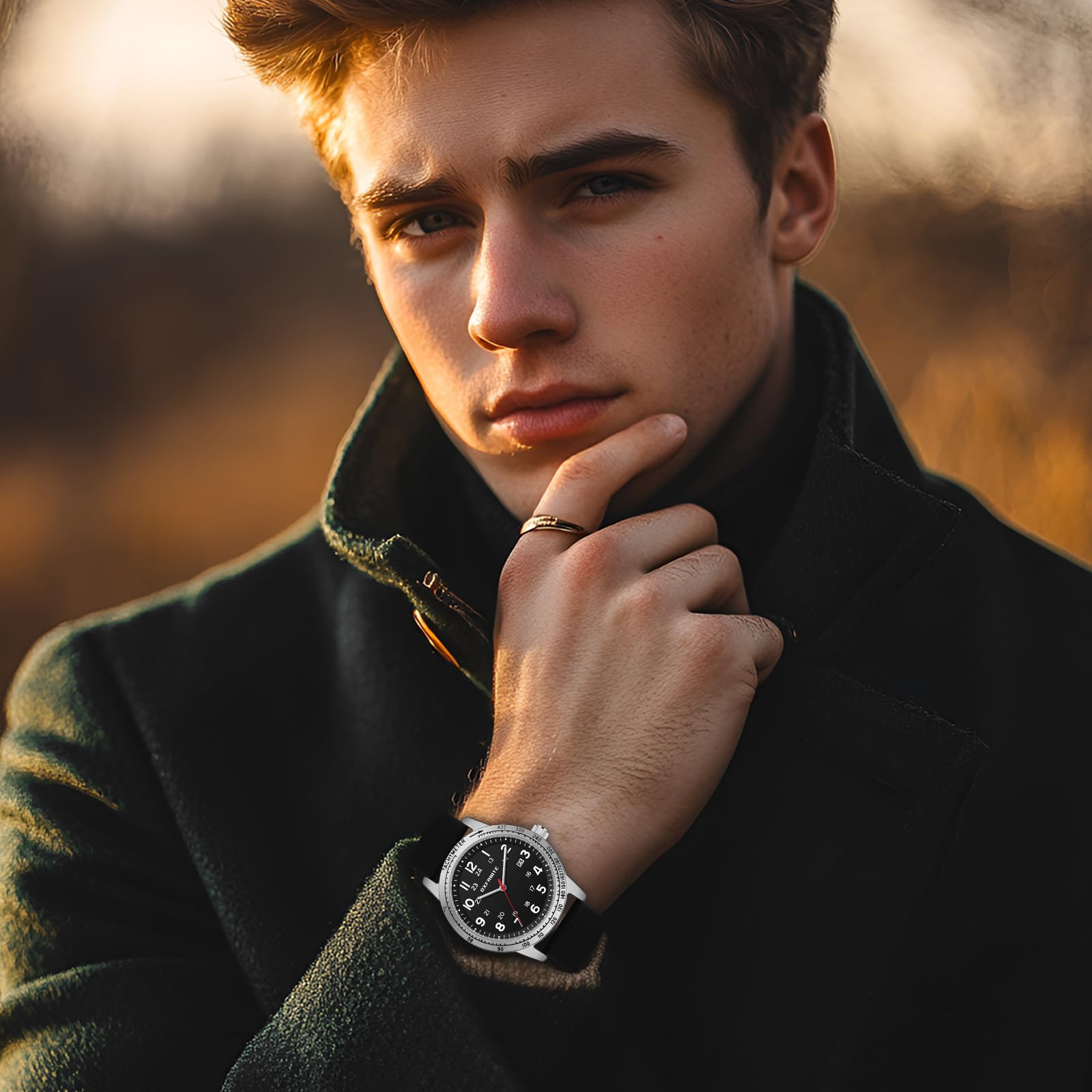 Orologio da polso da uomo, facile da leggere, impermeabile, con cinturino in silicone, 24 ore su 24, stile militare, tattico, casual