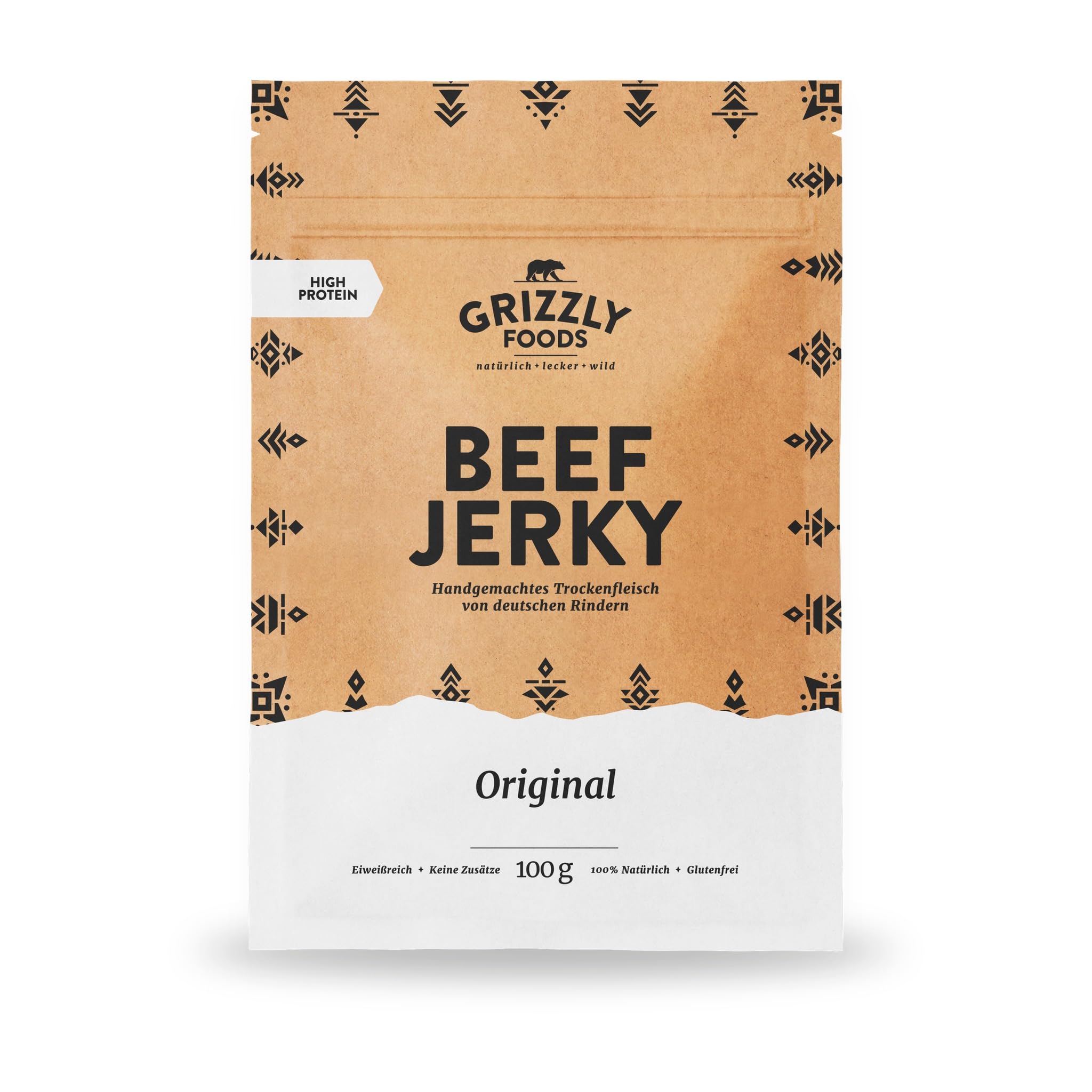 Grizzly Foods zestaw próbny Beef Jerky z 6 rodzajami (6 x 100 g) • suszone mięso niemieckiego bydła • przekąska o wysokiej zawartości białka • idealny w podróży, do biura, uprawiania sportu