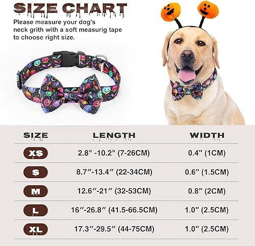 Miniatura 7 de Lindo collar de perro con diseño de calabaza con corbatín para perros lindos machos, gatos, perros, collar de perro para perros pequeños, medianos y