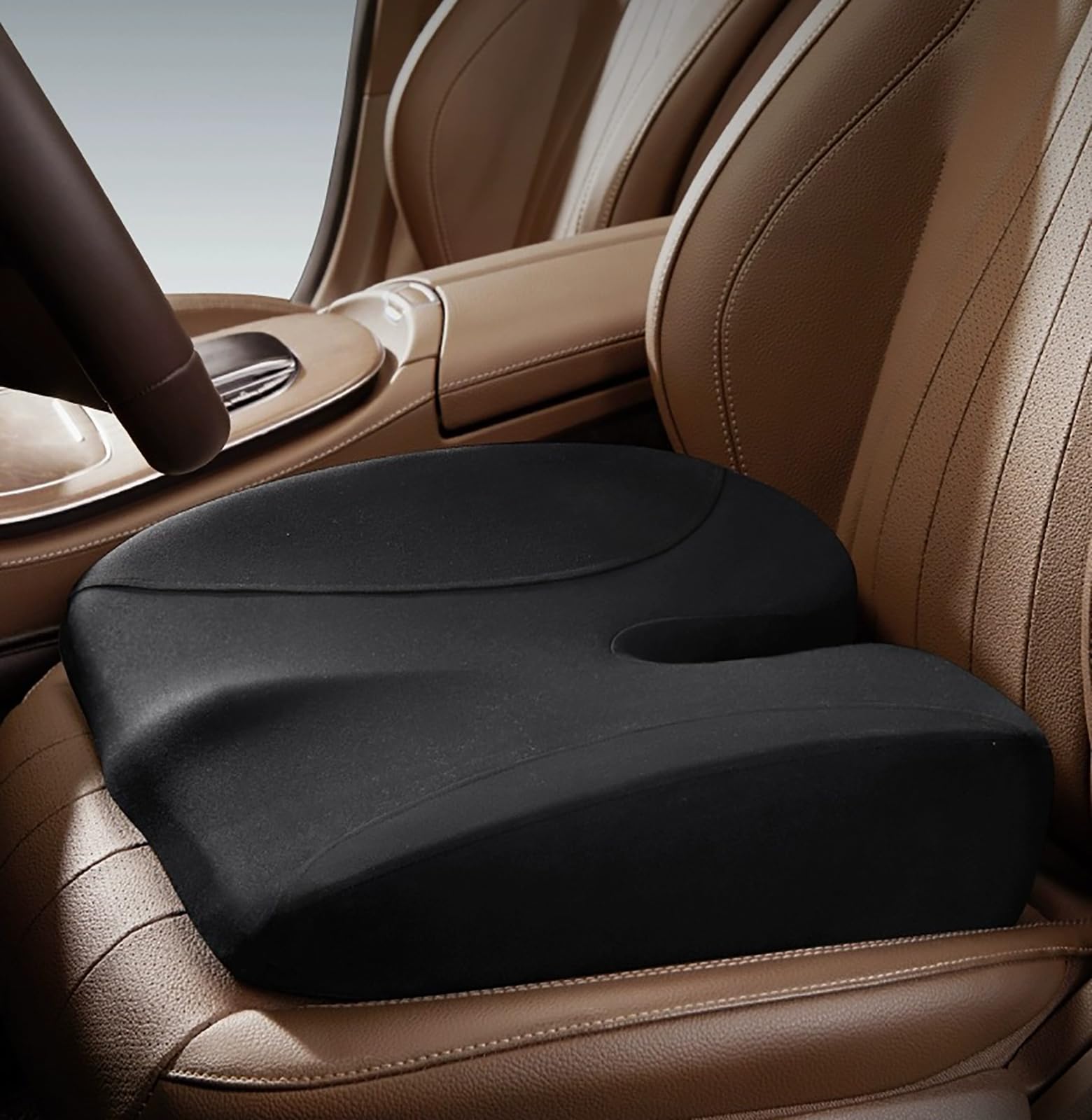 Coussin rehausseur de siège de voiture pour bureau et conduite ergonomique noir