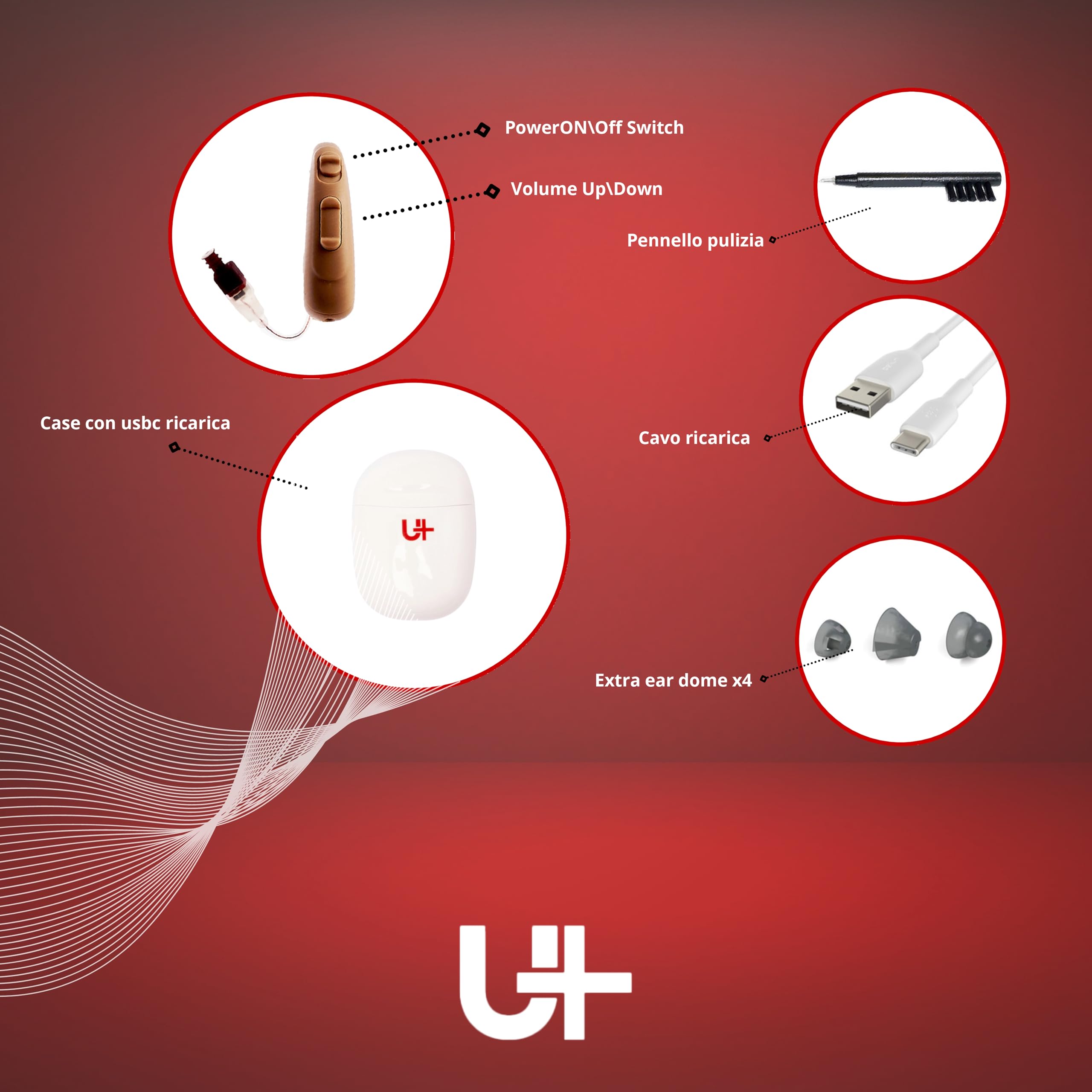 UDI-NOVA PRO Amplificatori Uditivi Ricaricabili – Regolabili via APP con Test dell’Udito, Suono Cristallino, Design Discreto ed Ergonomico, Autonomia 30h, Con Custodia e Accessori