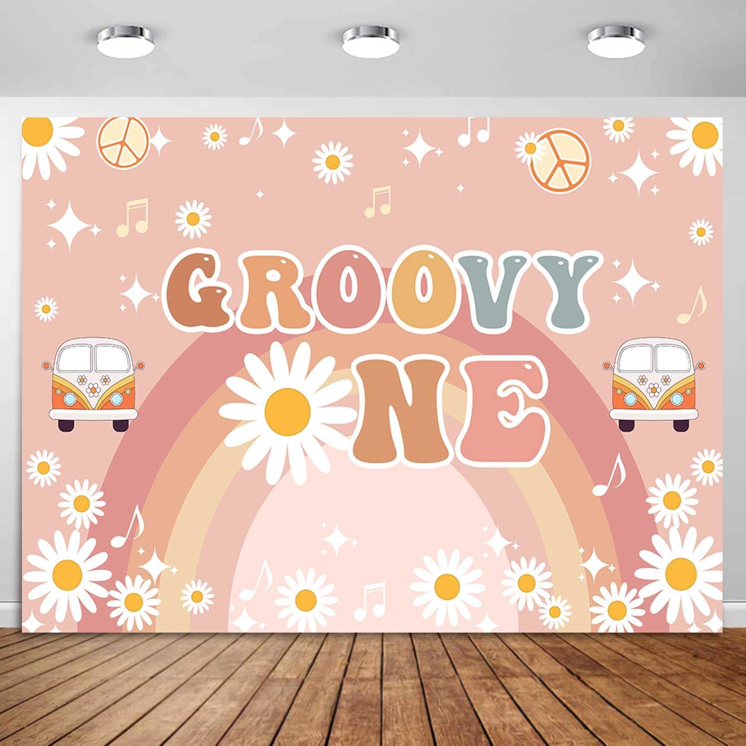 Amazon.com : Ayayiya 7x5ft Groovy One Birthday Backdrop Boho Rainbow