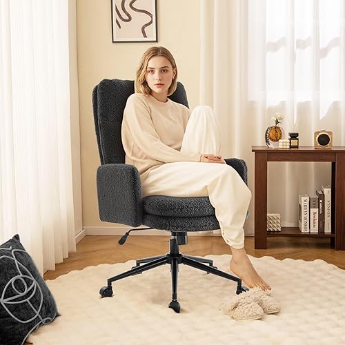 Miniatura 2 de IWMH Silla giratoria de escritorio de oficina, sillón de respaldo alto con ruedas, silla de oficina en casa ajustable en altura con reposabrazos,