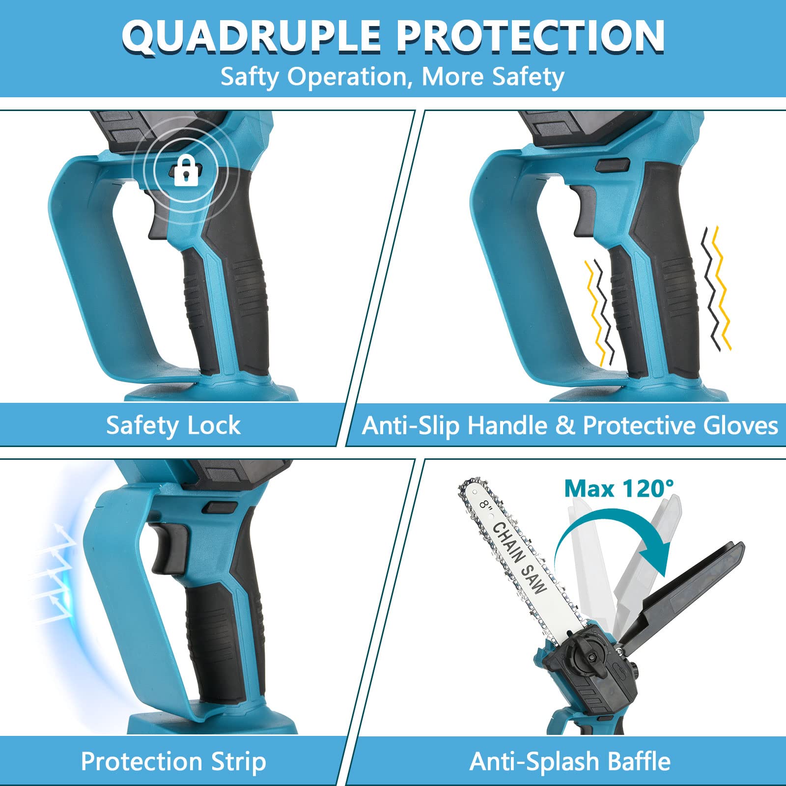 SHAVINGFUN Mini Motosega a Batteria,Motosega a Batteria 8 pollici,Potatore a batteria con Caricatore e 2 Batterie,2 Catene,motosega a batteria brushless per potatura il Taglio del Legno e Giardinaggio