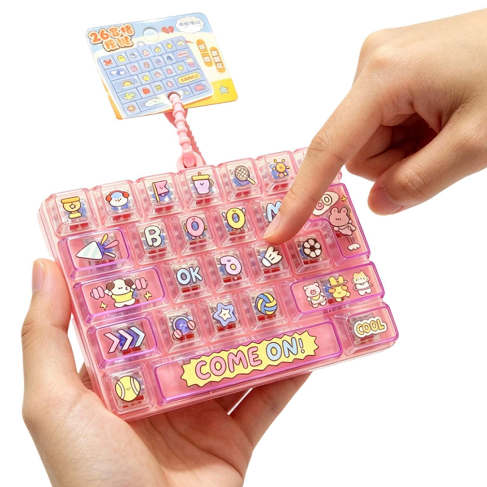 Keyboard Fidget Toy, 26-Button Fidget Keyboard Keychain, Stress Relief Clicker, Mechanical Switch Keychain for Adults, Decompression Toys,Creative Gift for Bags Keychains Luggage
