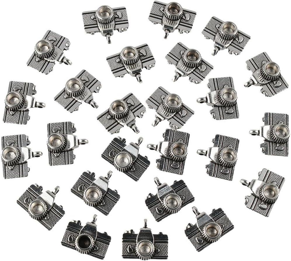 100 PCS Antique Silver Alloy Camera Charms,Mini Cute Metal Camera Shape Charms for Jewelry Making,DIY Bracelet Necklace Accessories - Image 3