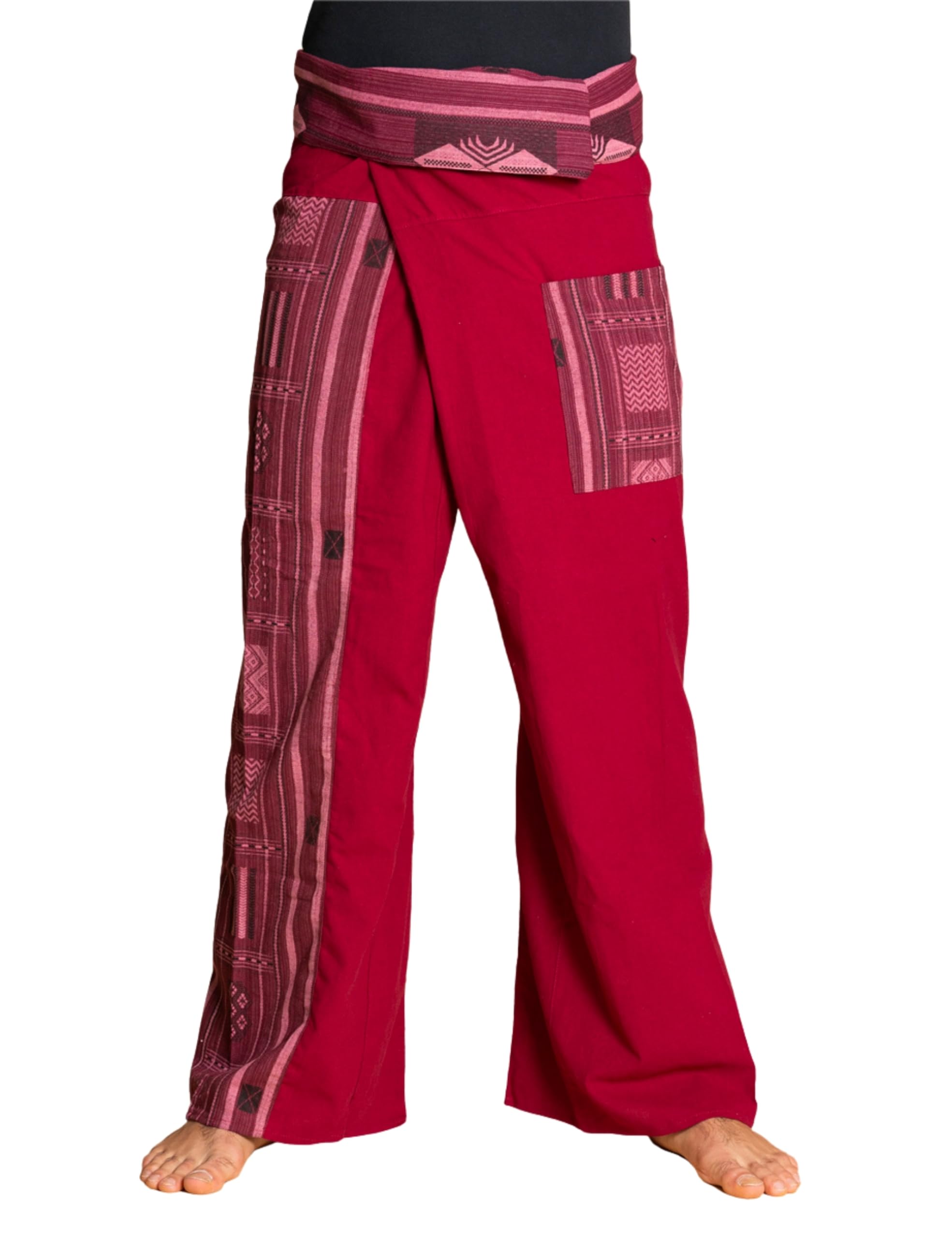 Panasiam Unisex Bordeaux Red Fisherman Pants Beam, Bordeaux-Red, L
