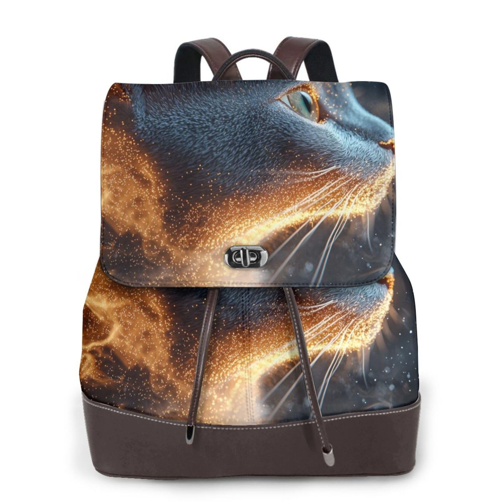 Photon particle cat - Mochila de viaje para mujer, mochila casual, mochila de cuero estampada para mujer para el trabajo