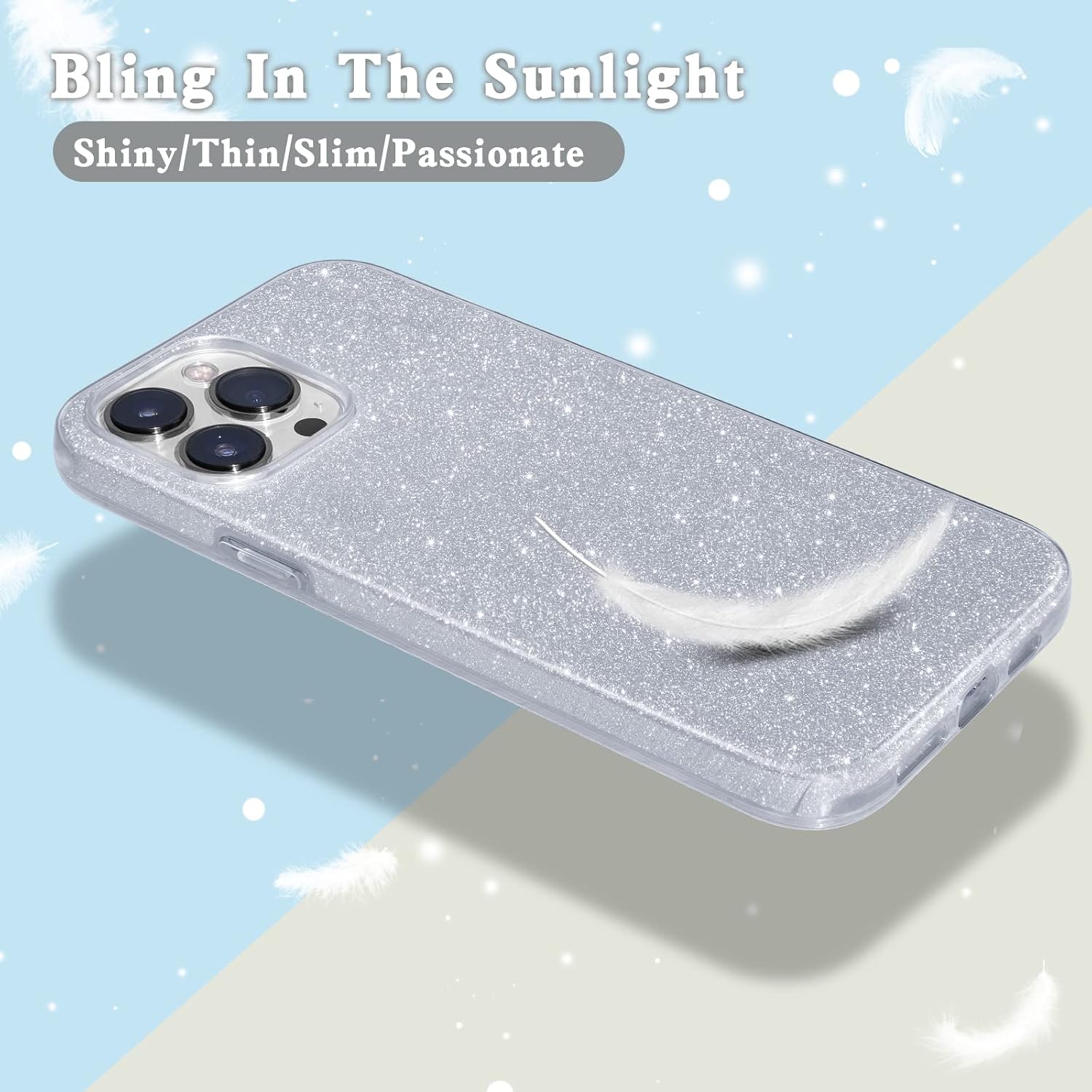 MATEPROX Compatible with iPhone 13 Pro Max Case Bling Sparkle Cute Girls Women Protective Cases Cover for iPhone 13 Pro Max 6.7" 2021(Sliver)