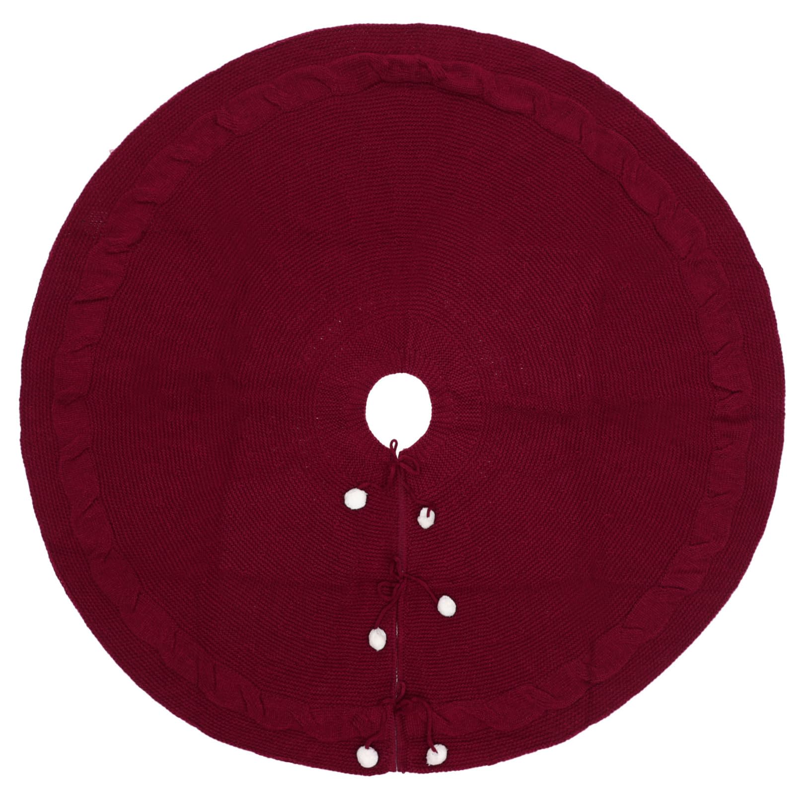 Weihnachtsbaumrock Imitation Gestrickte Wolle Rot 120cm Weihnachtsbaumschürze Weihnachtsdeko Für Zuhause Und Geschäft