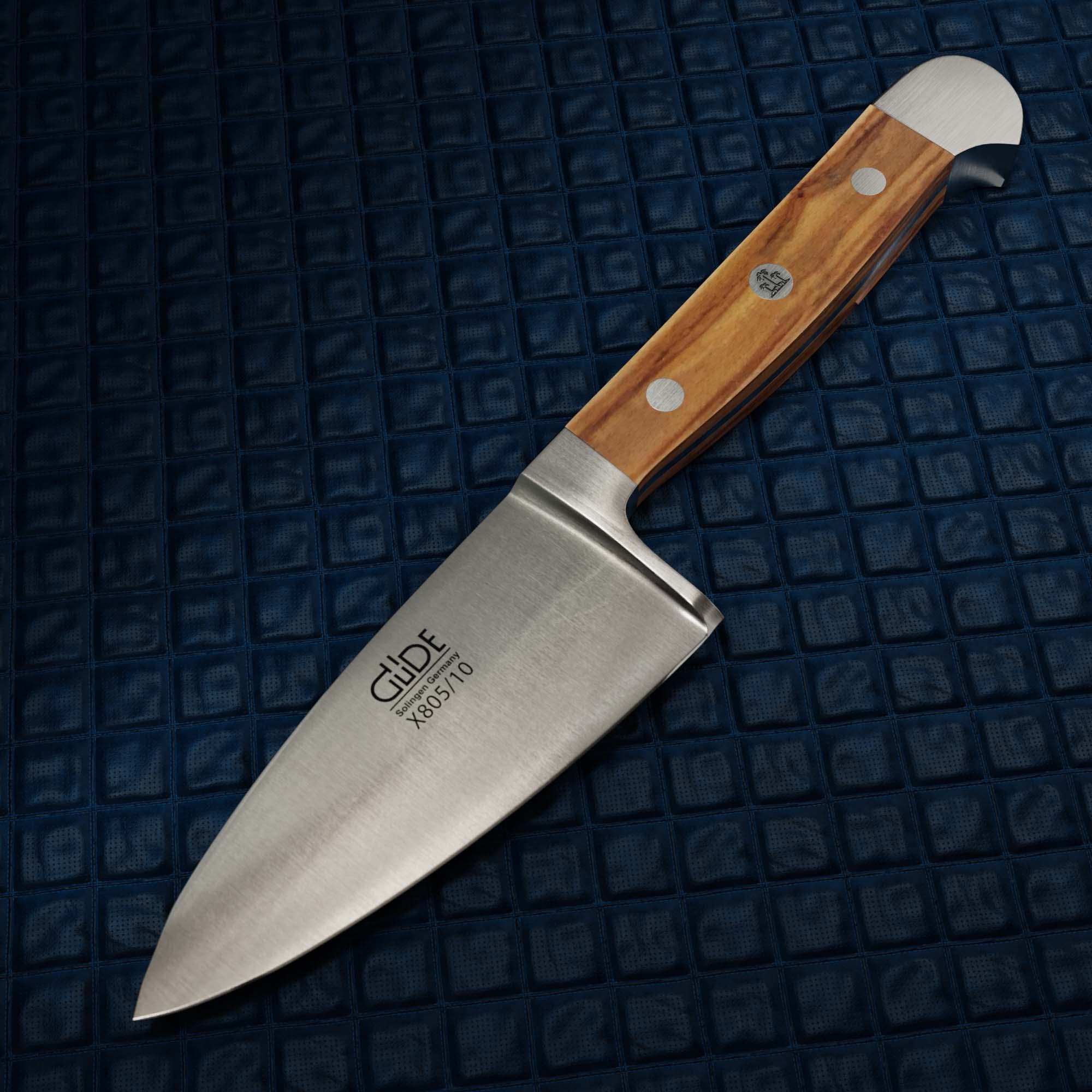 Güde Solingen - Couteau à Fromage à pâte Dure Couteau à Fromage forgé, 10 cm, Bois d'olivier, Alpha-Olive - Double mitre, fabriqué à la Main en Allemagne