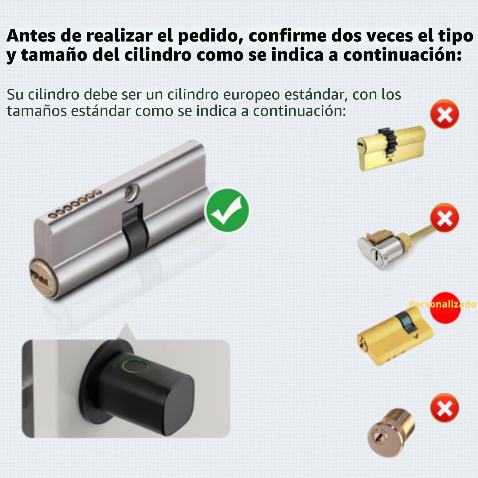 Cerradura de puerta con huellas dactilares, 5 en 1, cerradura inteligente con código numérico RFID, cerradura electrónica para puerta de casa, cilindro ajustable 60-90 mm