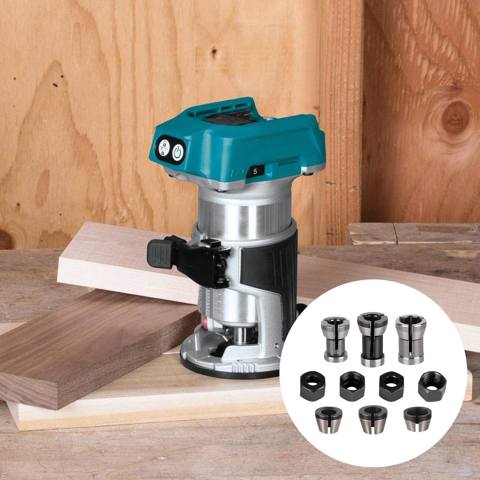 10 Stück Spannzangen Set, Oberfräsen Spannzangenfutter, Geradschleifer Ersatzspannzange, 6 Klemm-Adapter (6 mm, 6,35 mm, 8 mm) mit 4 Muttern, Hochpräzise Stahl-Spannzangenfutter für Graviermaschine