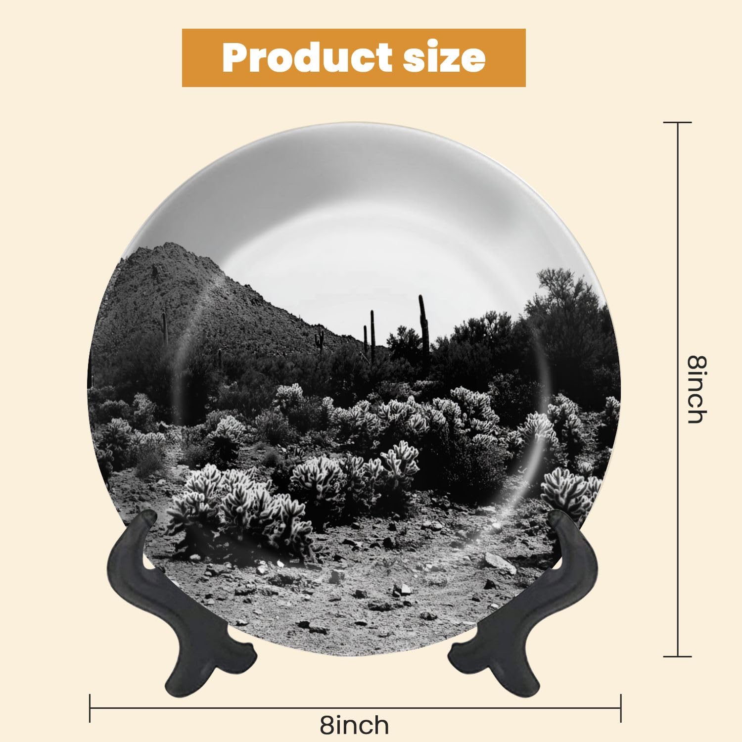 Decorative Plates for Display San Tan Mountains Sonora Desert Arizona Gift Plates Ceramic Collections Plates Hanging Artwork for Living Dining Room Kitchen Souvenir