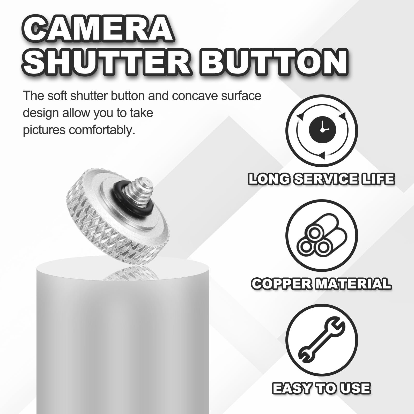 PATIKIL Lot de 2 boutons d'obturation souples en cuivre pur pour appareil photo Nikon Fujifilm et Leica DSLR/SLR - Noir