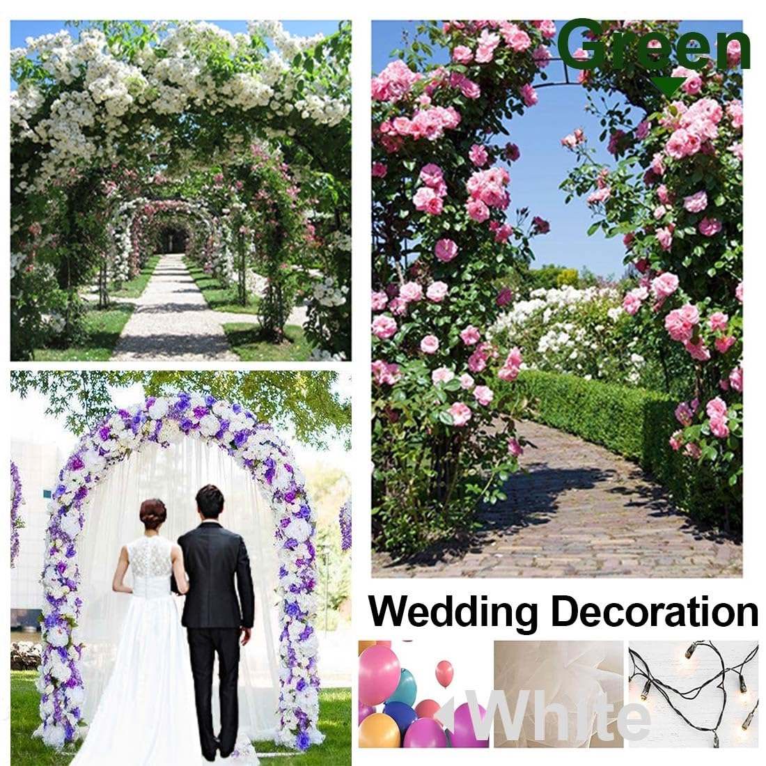 Arco da giardino in metallo, traliccio per piante rampicanti, supporto in ferro per esterni per viti e fiori, 160 x 40 x 220 cm, arco decorativo per matrimoni