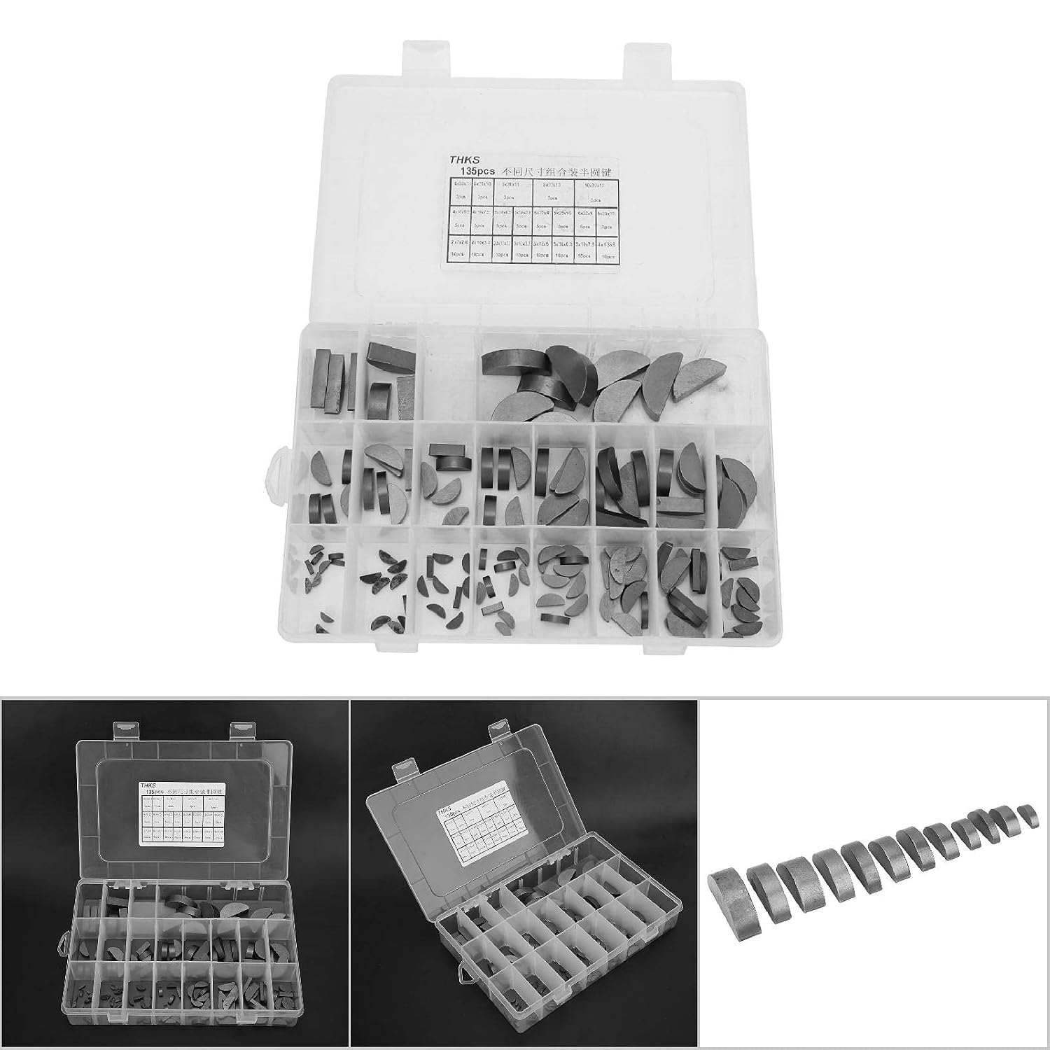 21 Kinds of Woodruff Key,135 Pcs Woodruff Key Assortment Kit,Flywheel Pulley Crank Way Key Assortment Kit,Made of fine Material of Long Service Life and Good Durability