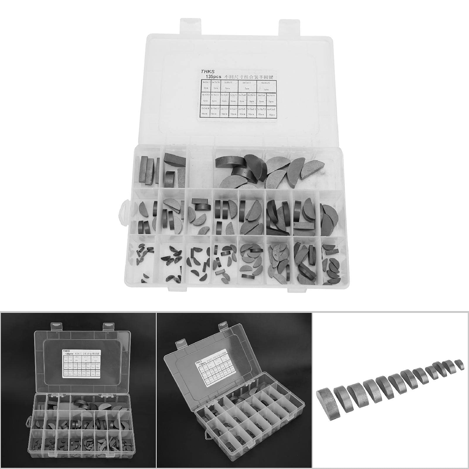 Kit di chiavi a semicerchio multiuso per motore, puleggia manovella, 135 pezzi