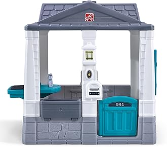 Neat & Tidy Cottage Kids Playhouse, Indoor and Outdoor Playset, Interactive Sounds, Toddlers 1.5+ Years Old, Easy to Assemble, Grey