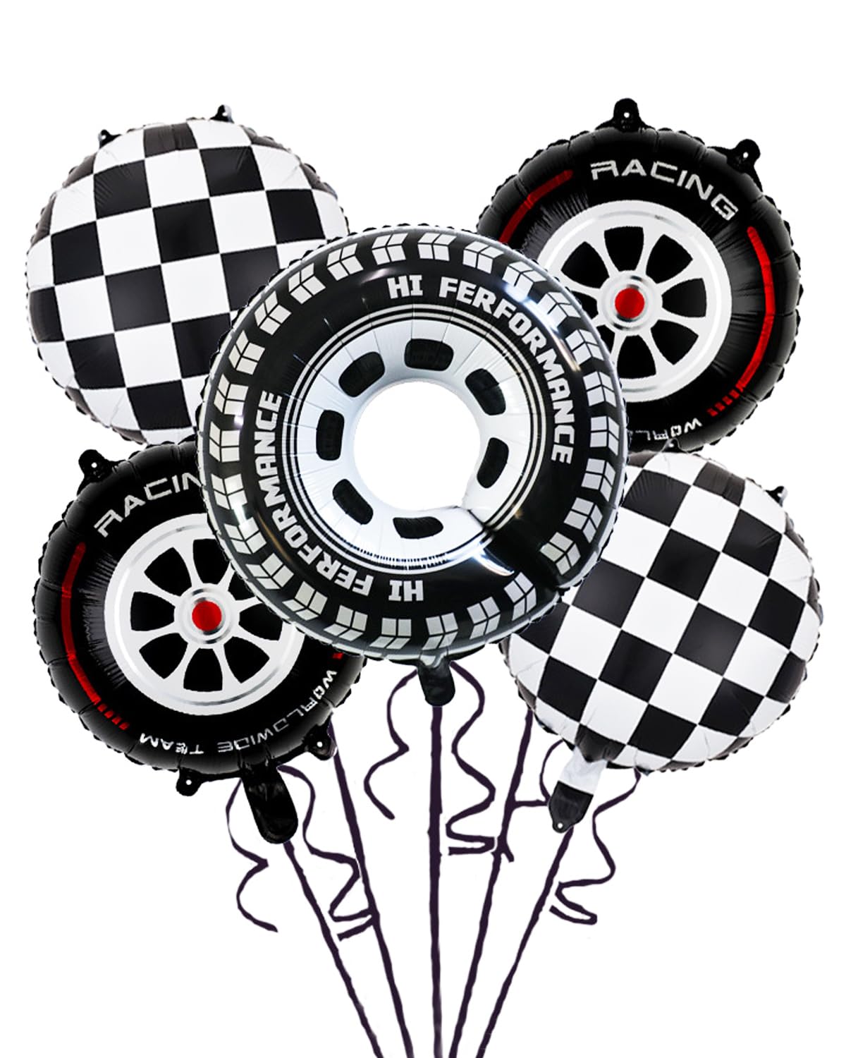 Racing Balloons Gaint Wheel Balloons Foil Racing Car Tire Balloons Car Party Race Car-themed Decorations for Birthday Baby Shower Ceremonies 5 PCS