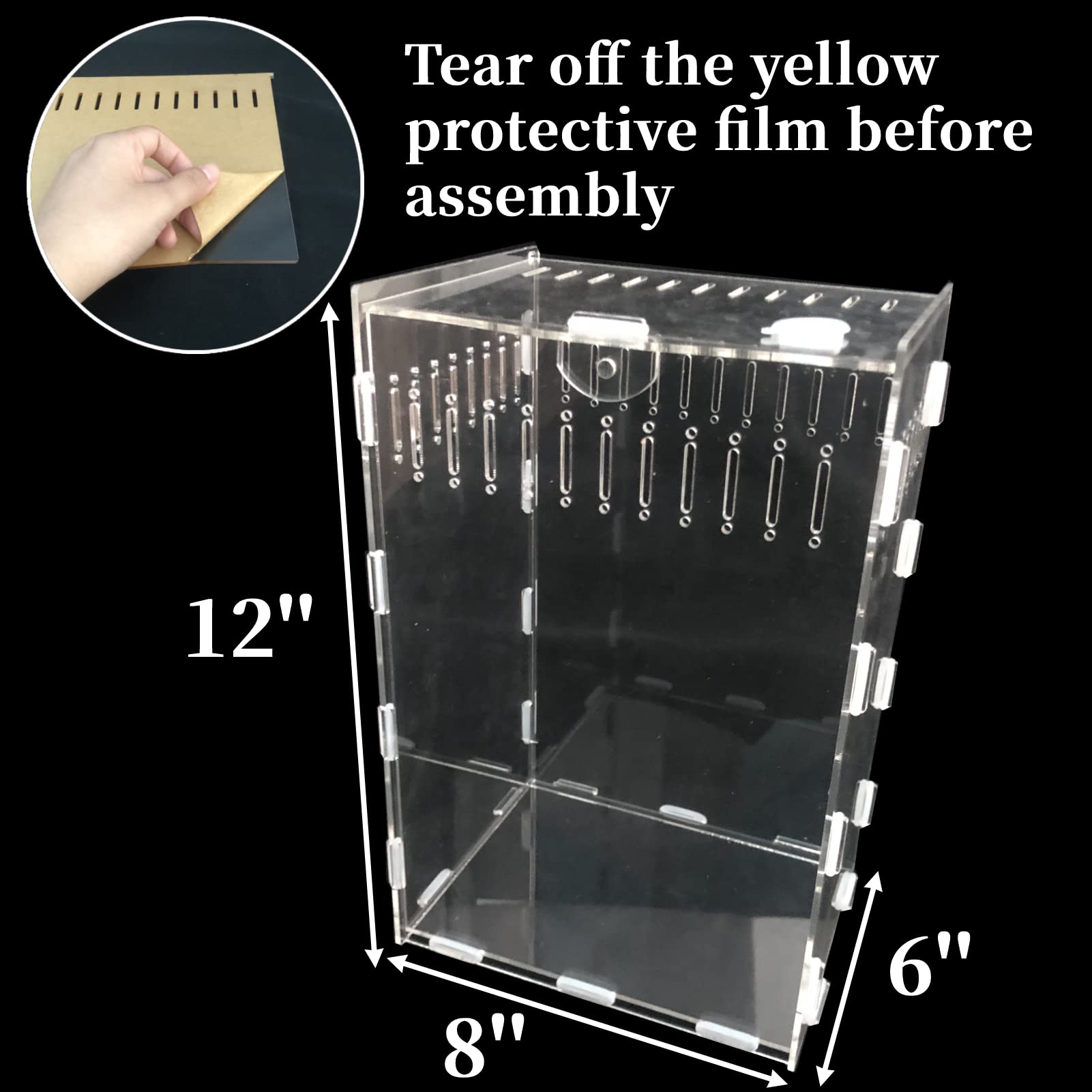 Nybhyjka Cage D'araignée | Enclos Transparent Pour Grenouille, Niche D'élevage Et Mantes Priantes, Petit Réservoir Pour Reptiles Avec Humidificateur Léger Et Port D'alimentation Pour Amphibiens Et