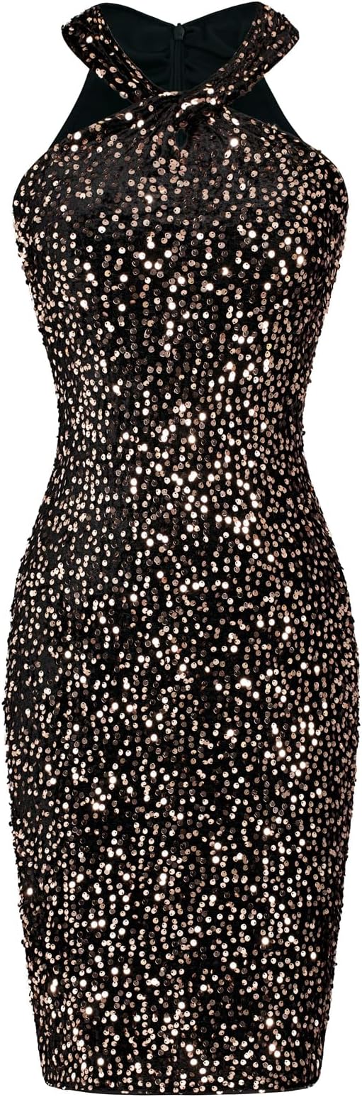 Robe De Cocktail à Paillettes GRACE KARIN - Une Épaule, Ceinture, Fente - Bal/Soirée