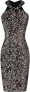Sequin Dress for Women Sleeveless Sparkly Glitter Halter Dress Bodycon Mini Club Dresses 2025