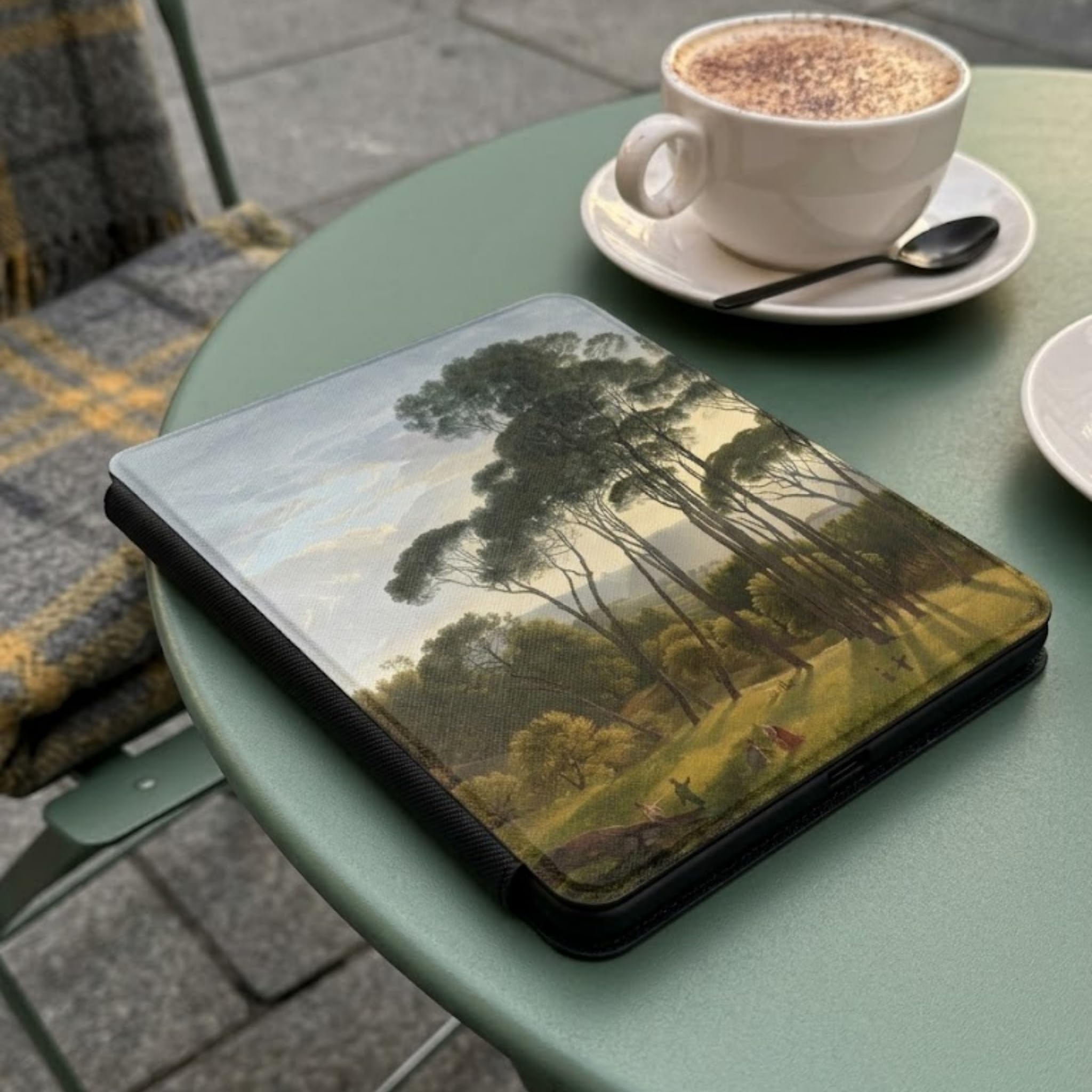 Lunso Compatible avec Kobo Clara BW/Clara Colour Case (6 pouces) - Housse Vegan Saffiano Cuir Sleep Cover - Paysage italien
