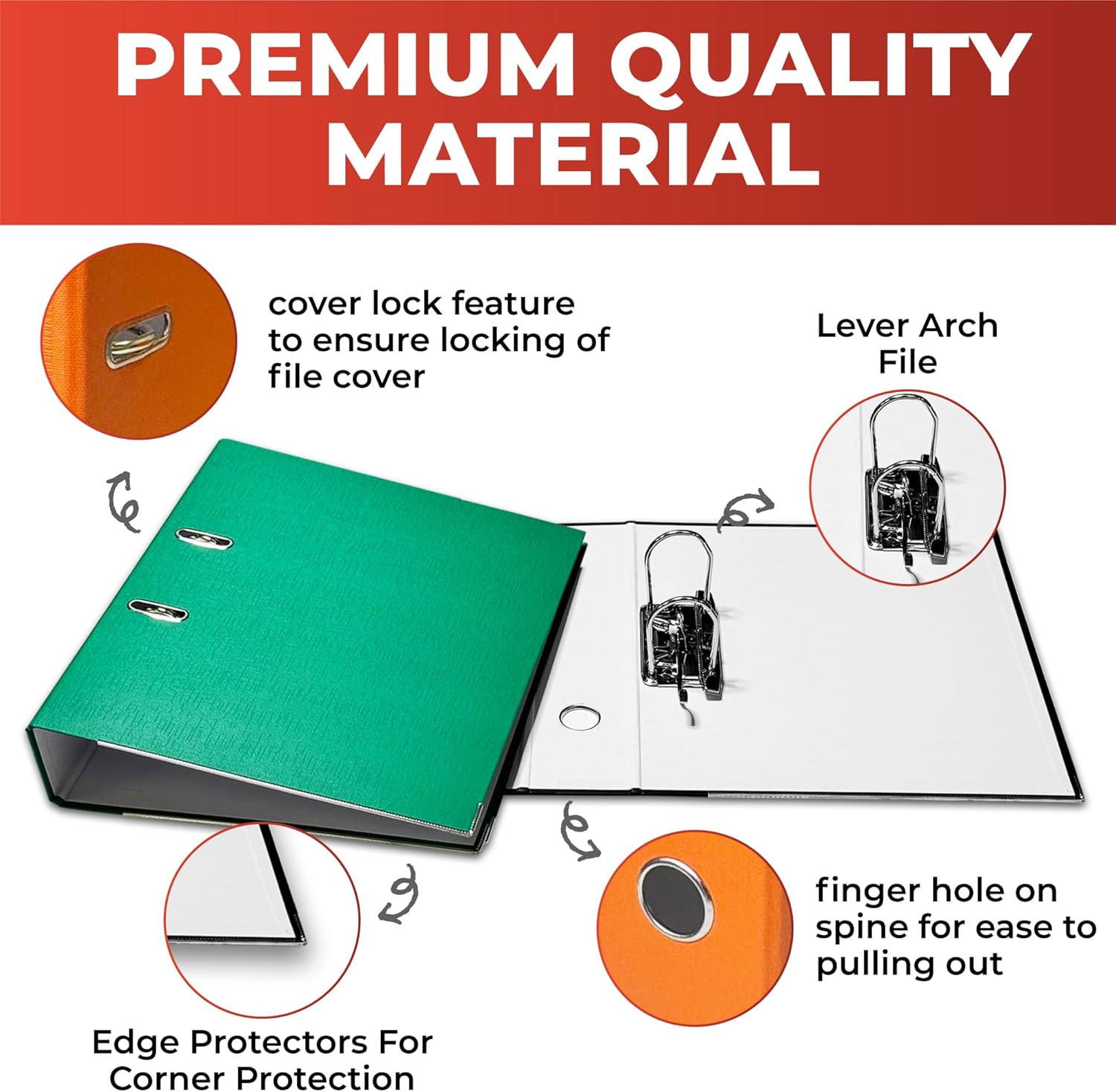 Pack of 3 A4 White Paperbacked Lever Arch Files by Janrax