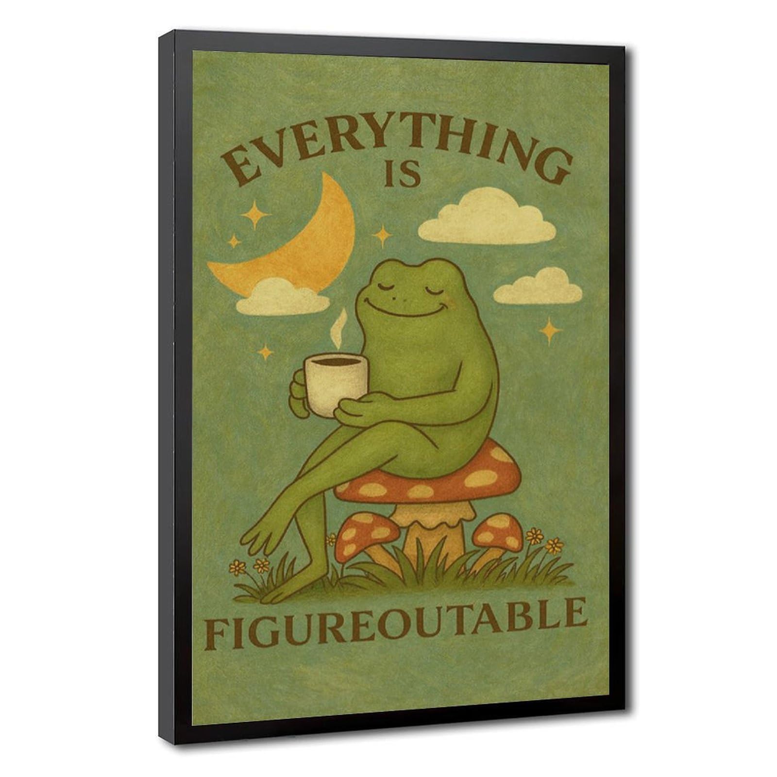 Bareronor Black Frame-Style Everything Is Figureoutable Motivation Canvas Poster For Home Decor Gift