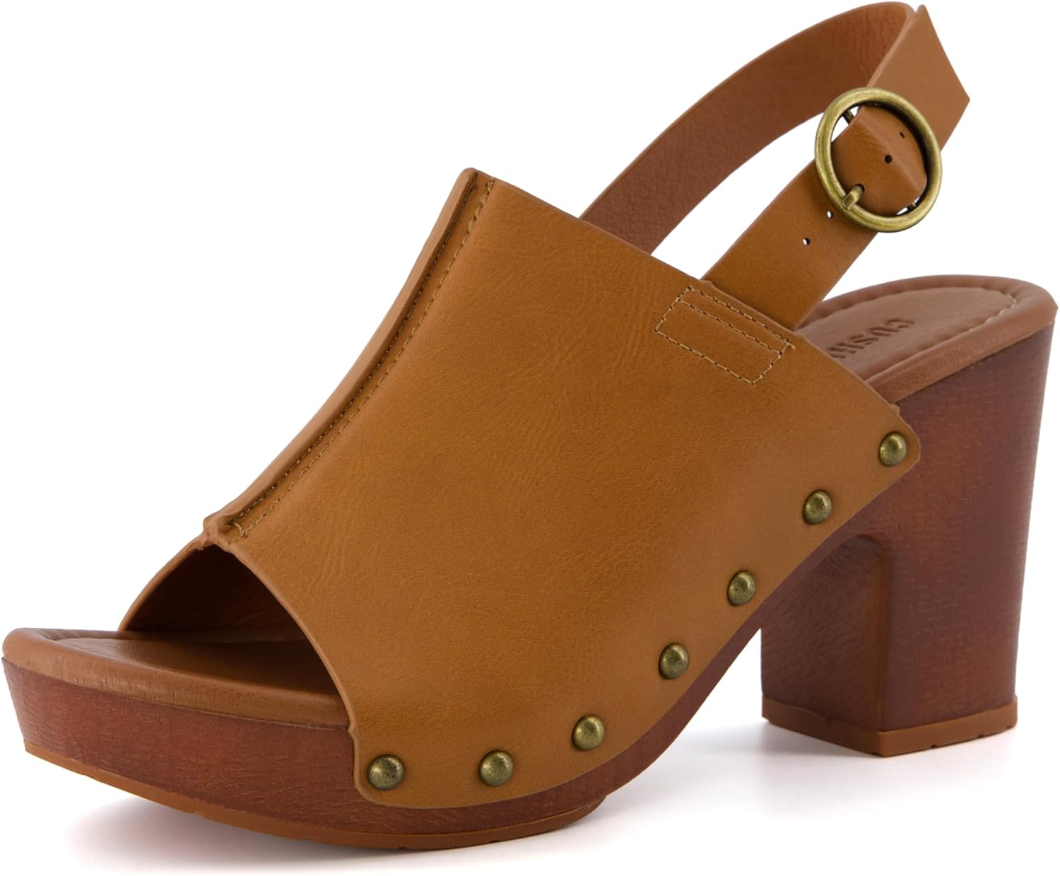 CUSHIONAIRE Women's Sisi Faux Wood Sandal +Comfort Foam & LiteSole Technology, Wide Widths Available