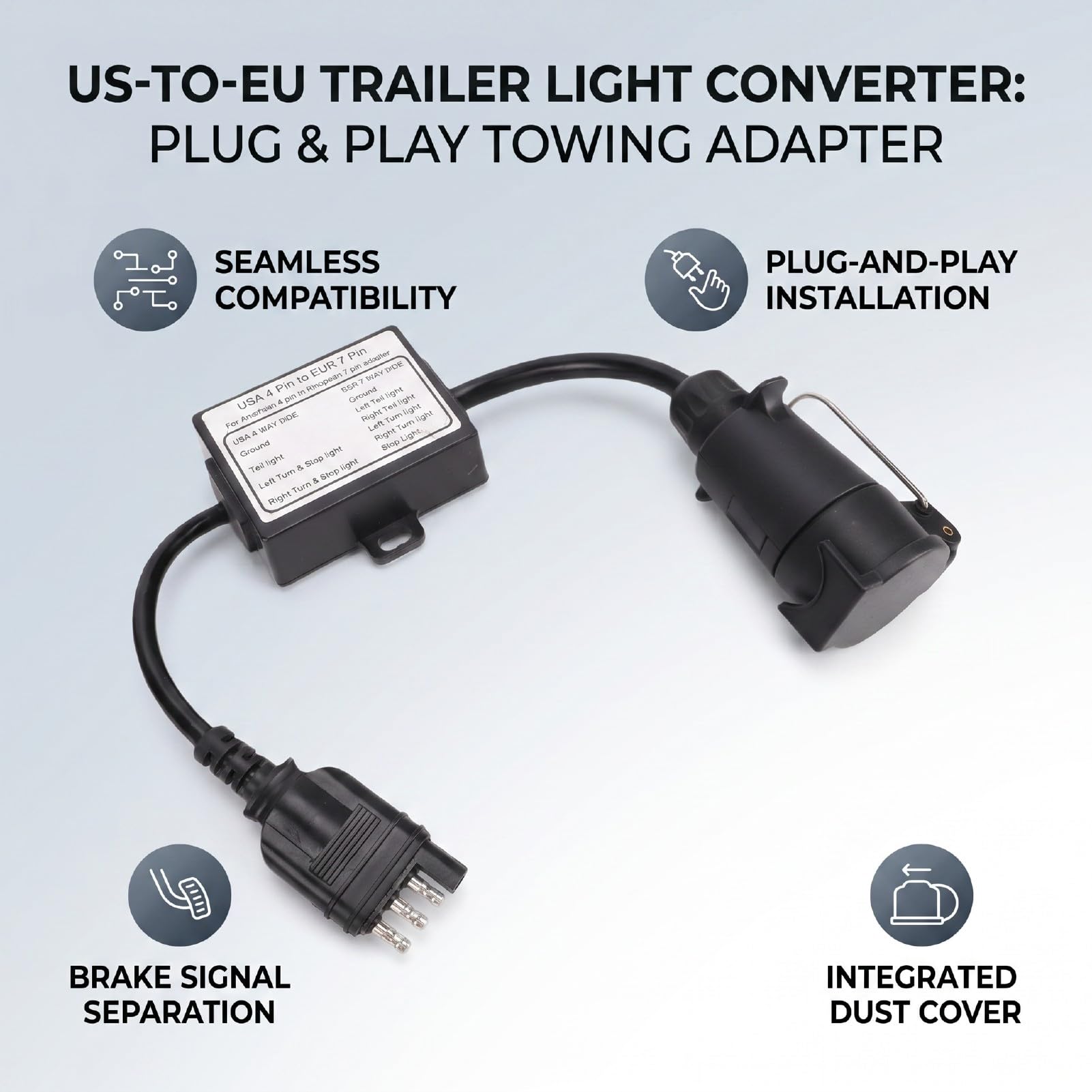 Sorandy Convertidor de Luz de Remolque de 4 Pines a 7 Pines, Compatible con