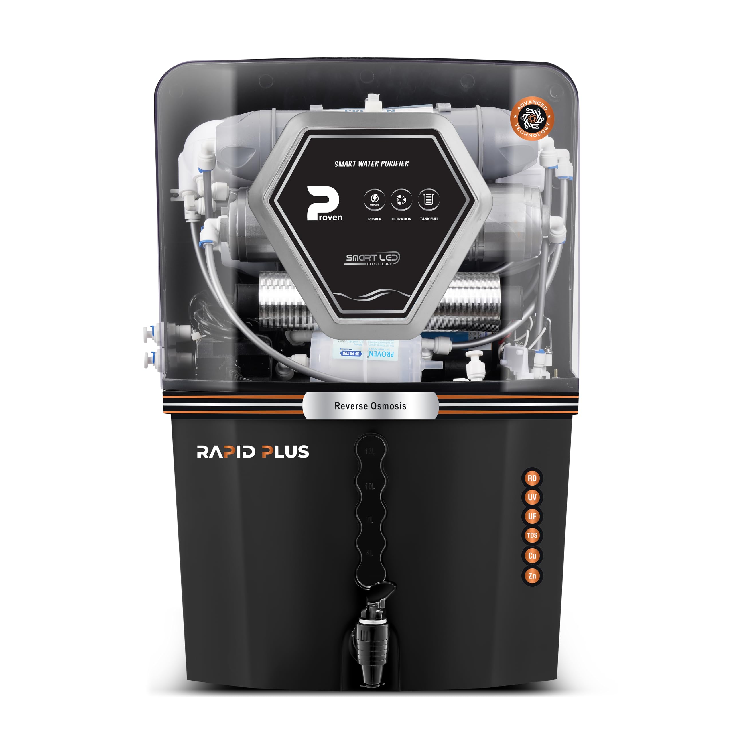PROVEN Rapid Plus Water Purifier For Home Drinking | RO UV UF Water Purifier For Home, TDS Adjuster, Zinc & Copper, Alkaline Filter | ISI Approved | Made In India (B0DFM3Z948) Amazon Price History, Amazon Price Tracker