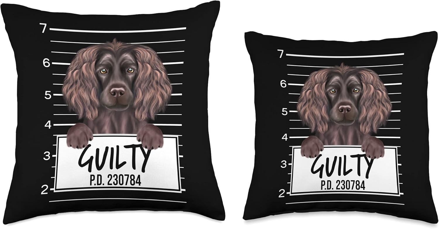 Funny Boykin Spaniel Mugshot Guilty Dog Throw Pillow