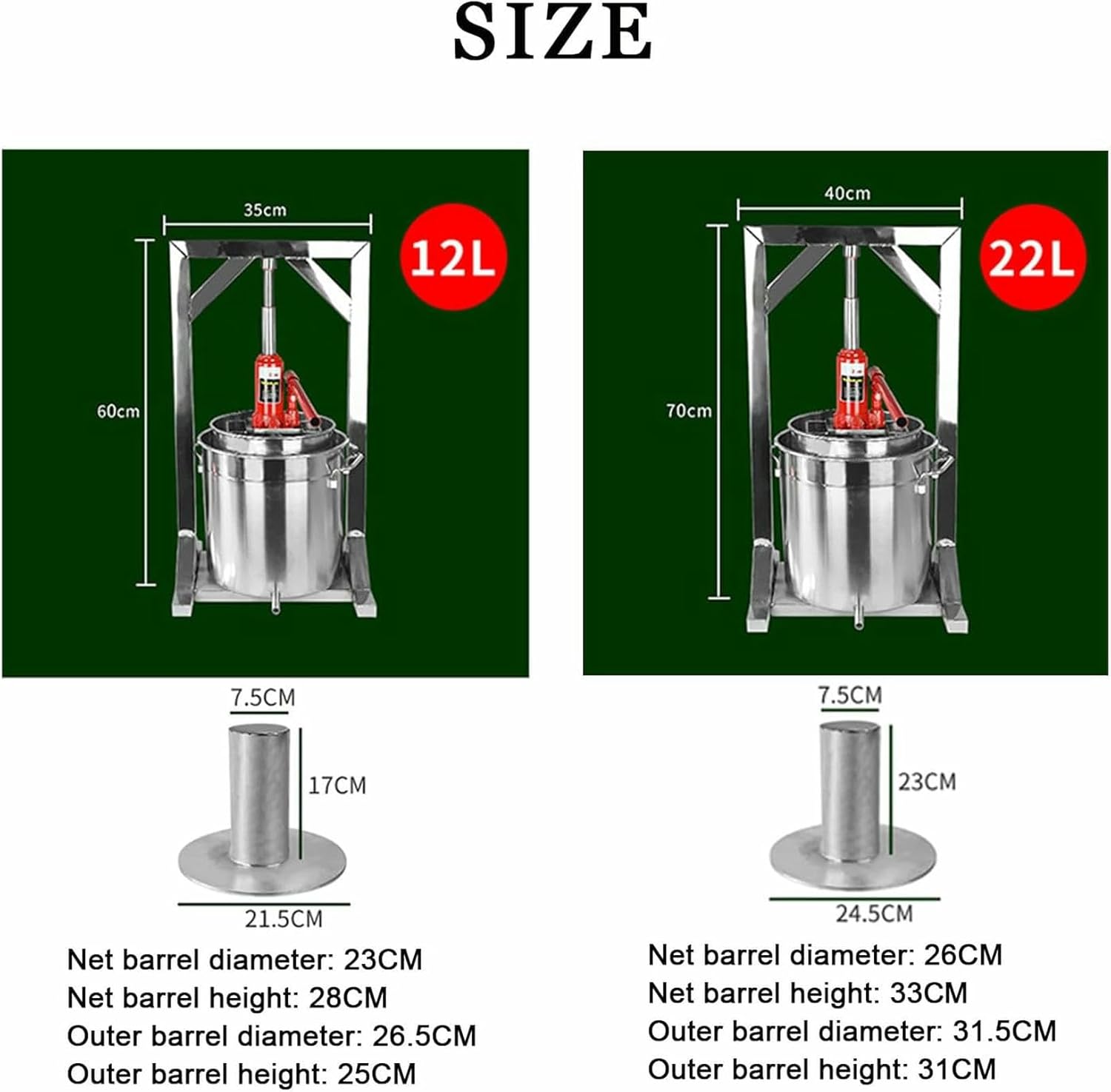 Hydraulic Fruit Wine Press -Manual Press Machine for Cider and Juice Making, for Grapes and Vegetables - DIY Supplies and Equipment-