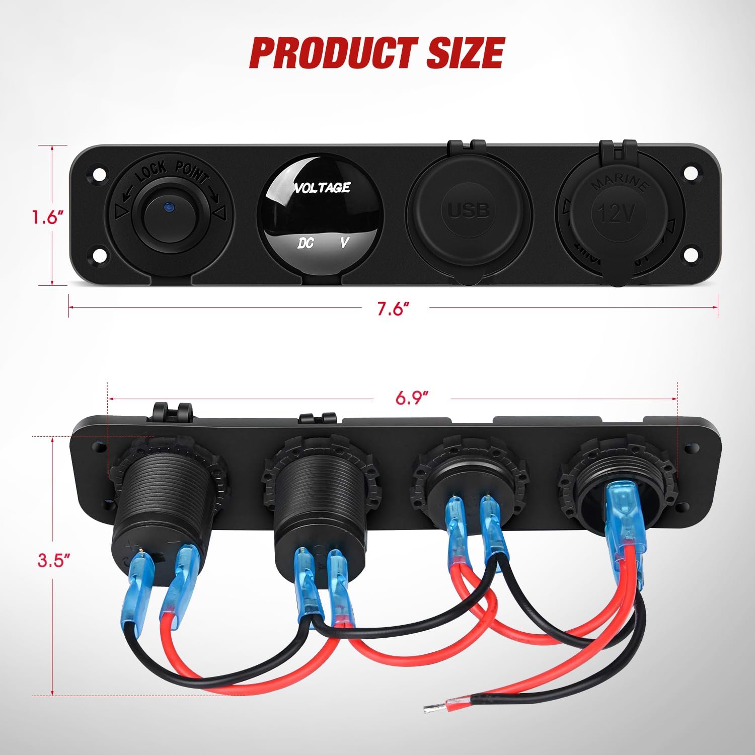Nilight 4 in 1 ON/Off Charger Socket Panel Rocker Toggle Switch | PD Type C and QC 3.0 USB Power Outlet LED Voltmeter Cigarette Lighter Control Switches for Truck Car Boats RV ATV UTV