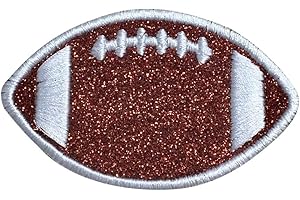 Embroidered Brown Glitter Football Iron on Patch