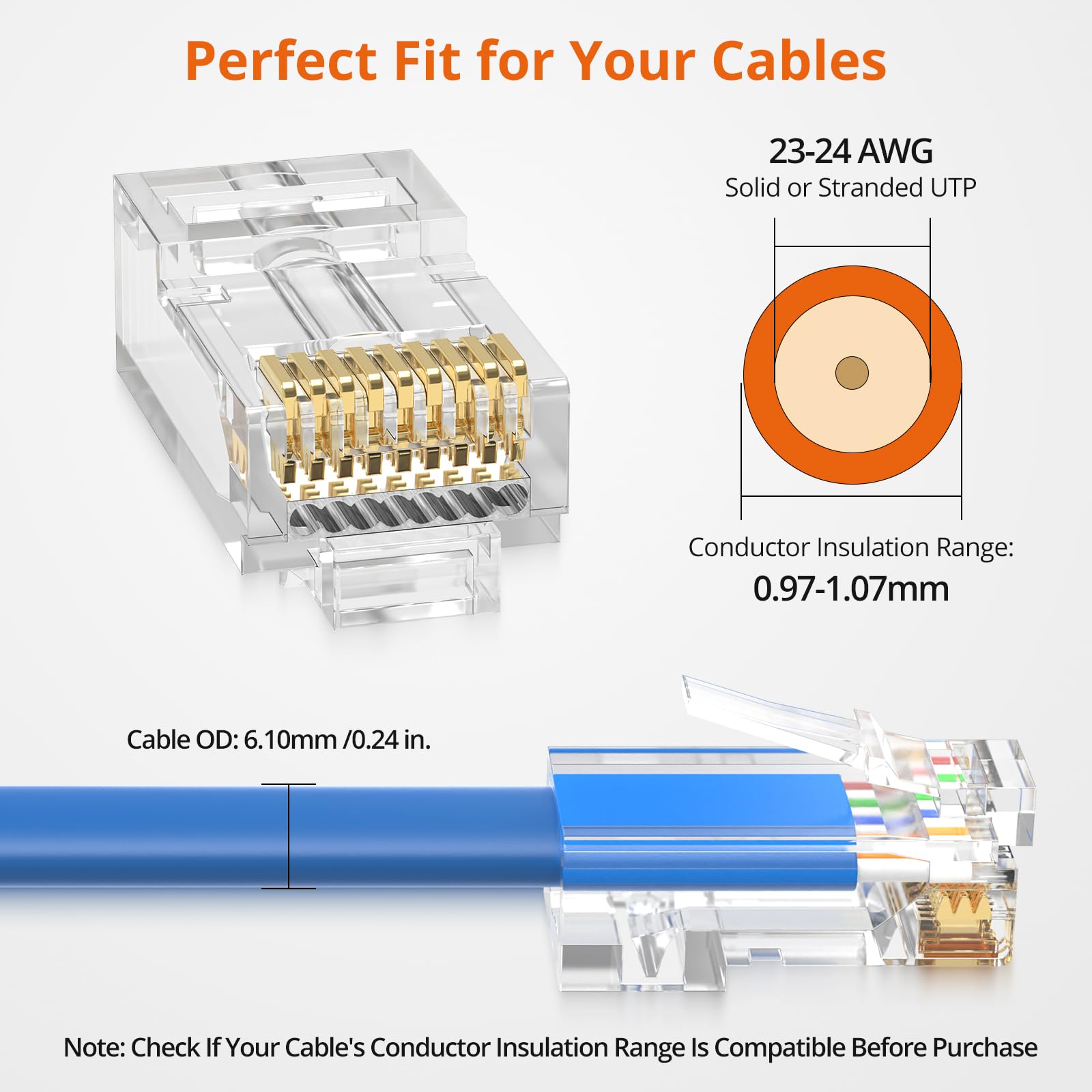 Proster Pince À Sertir RJ45 RJ11 Traversante Cat6 avec 50+100PCS Connecteur RJ45 Cat6