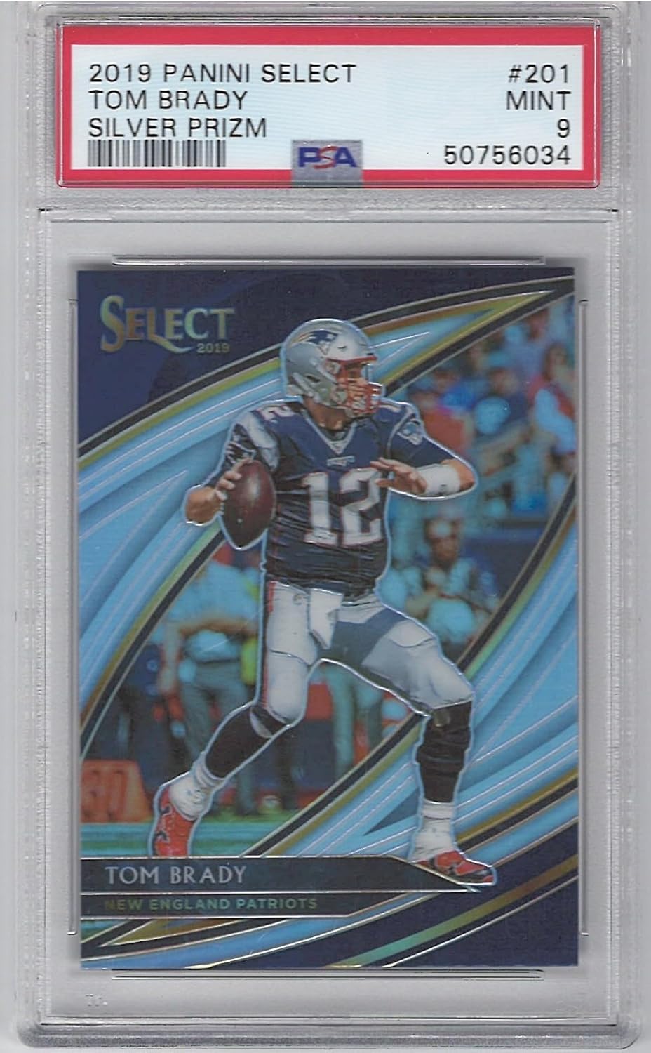 PSA/DNA Mint 9 2019 Panini Select Tom Brady Silver Prizm Football Card