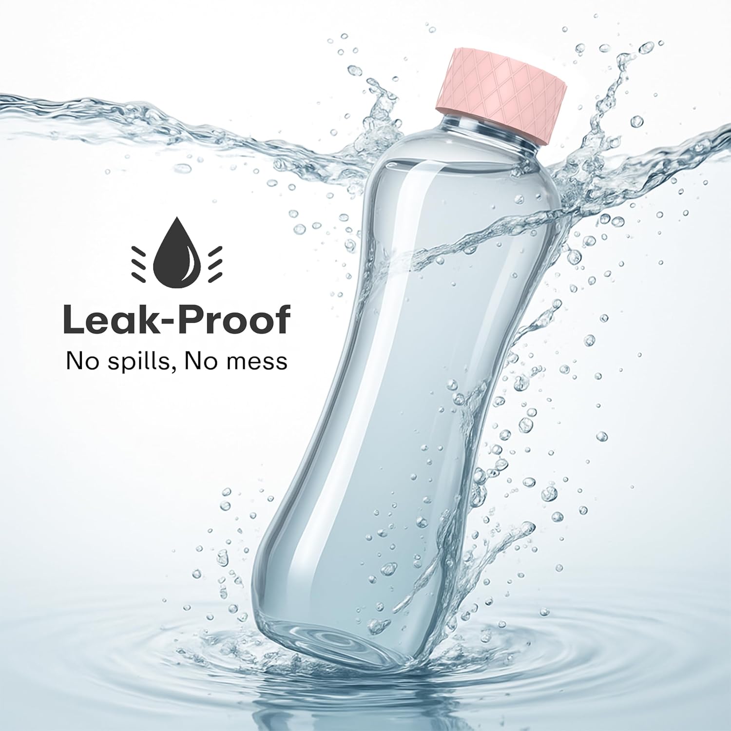 Glass Water Bottle 1 Litre | Airtight lid | Leak Proof | Silicon Cap | Fridge Water Bottles for Home, Office & Gym (Pink, Pack of 01)