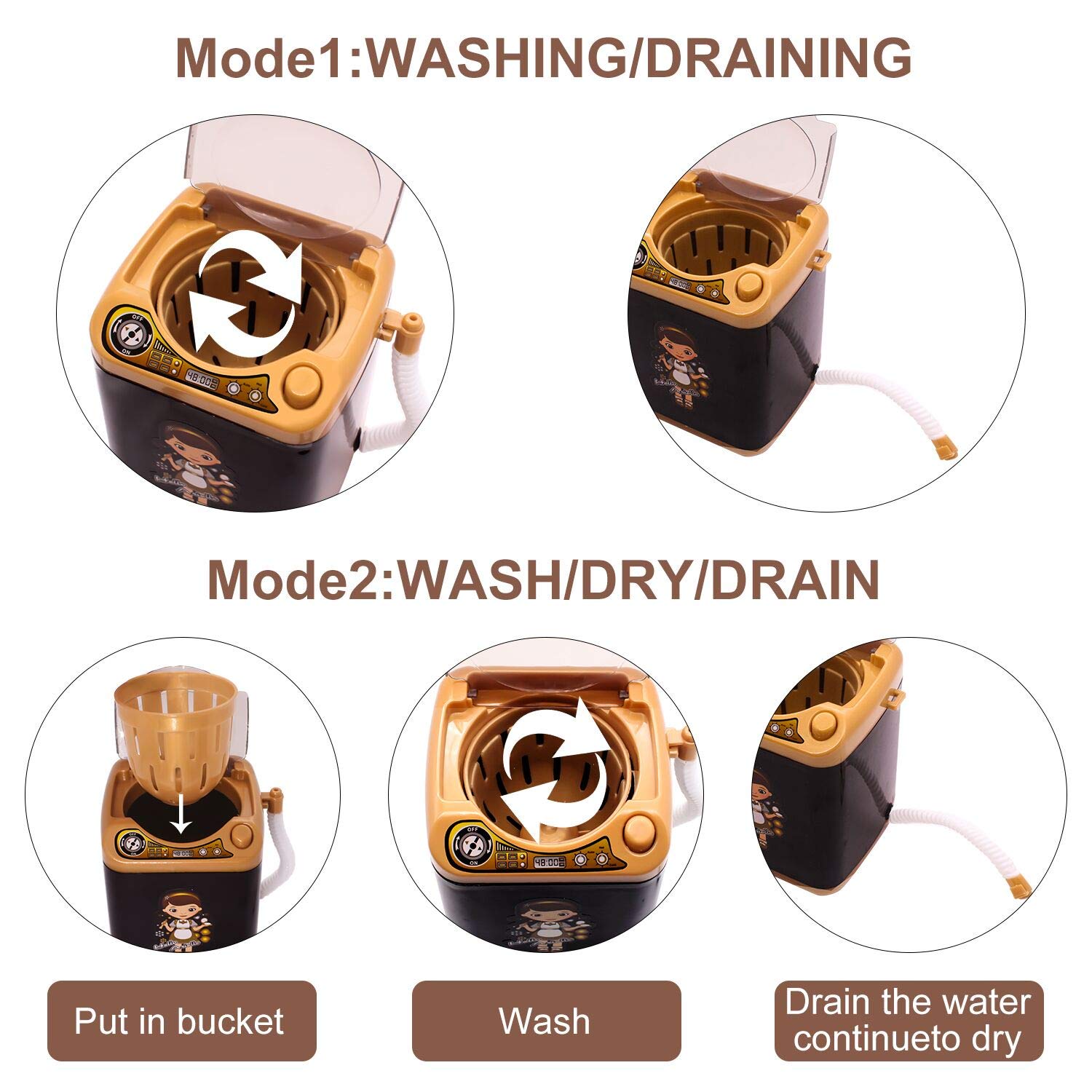 Upgrade Makeup Sponge Washing Machine, Deep Clean Mini Washing Machine, Electronic Washing Machine for Makeup Sponge, Powder Puffs (Black)